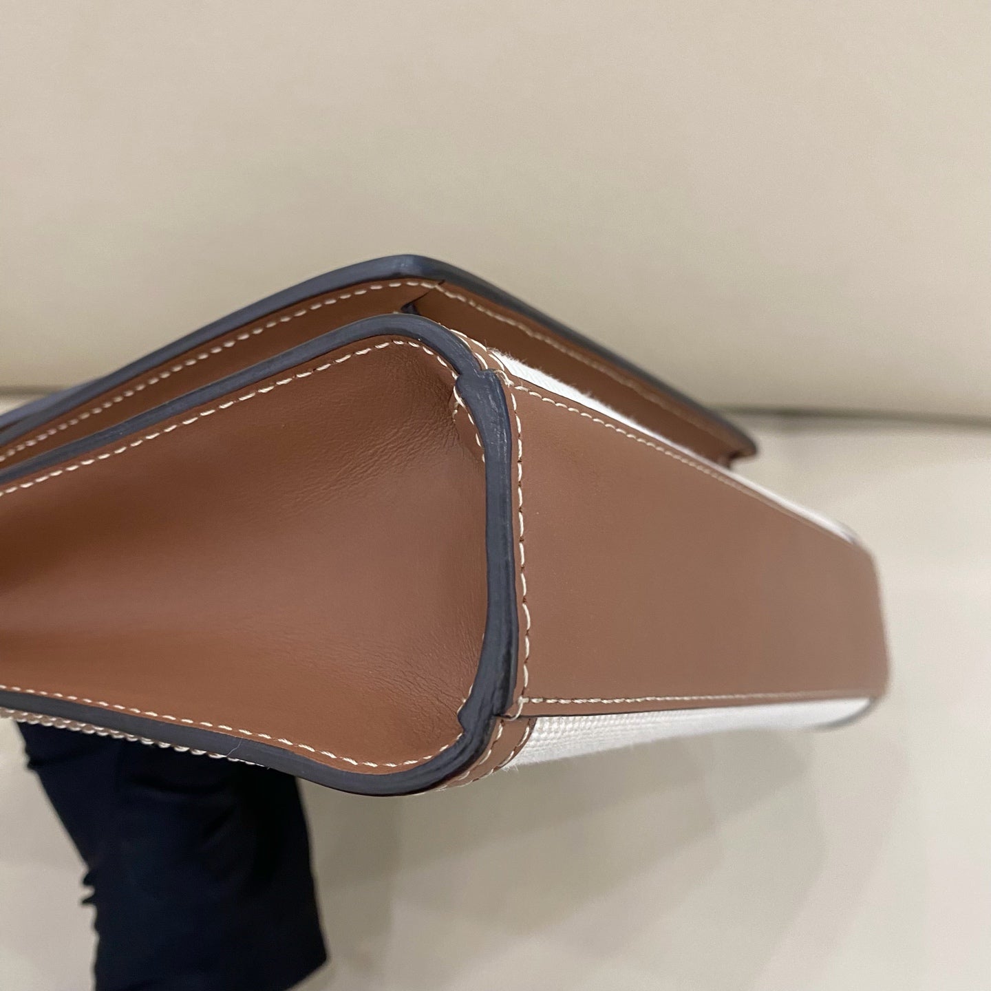 Burberry - Mini Pocket Bag - Canvas and leather - White with Brown leather accents - (small)