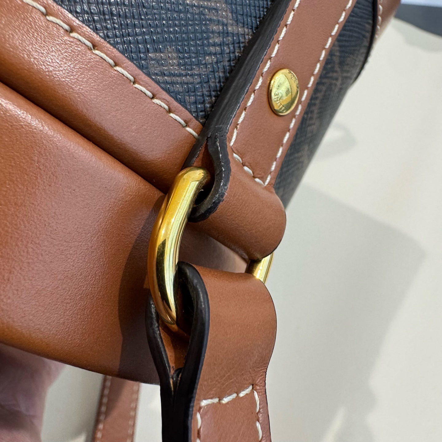 Celine - Triomphe Canvas Cylinder Bag - Triomphe Canvas and Leather - Brown - (small)