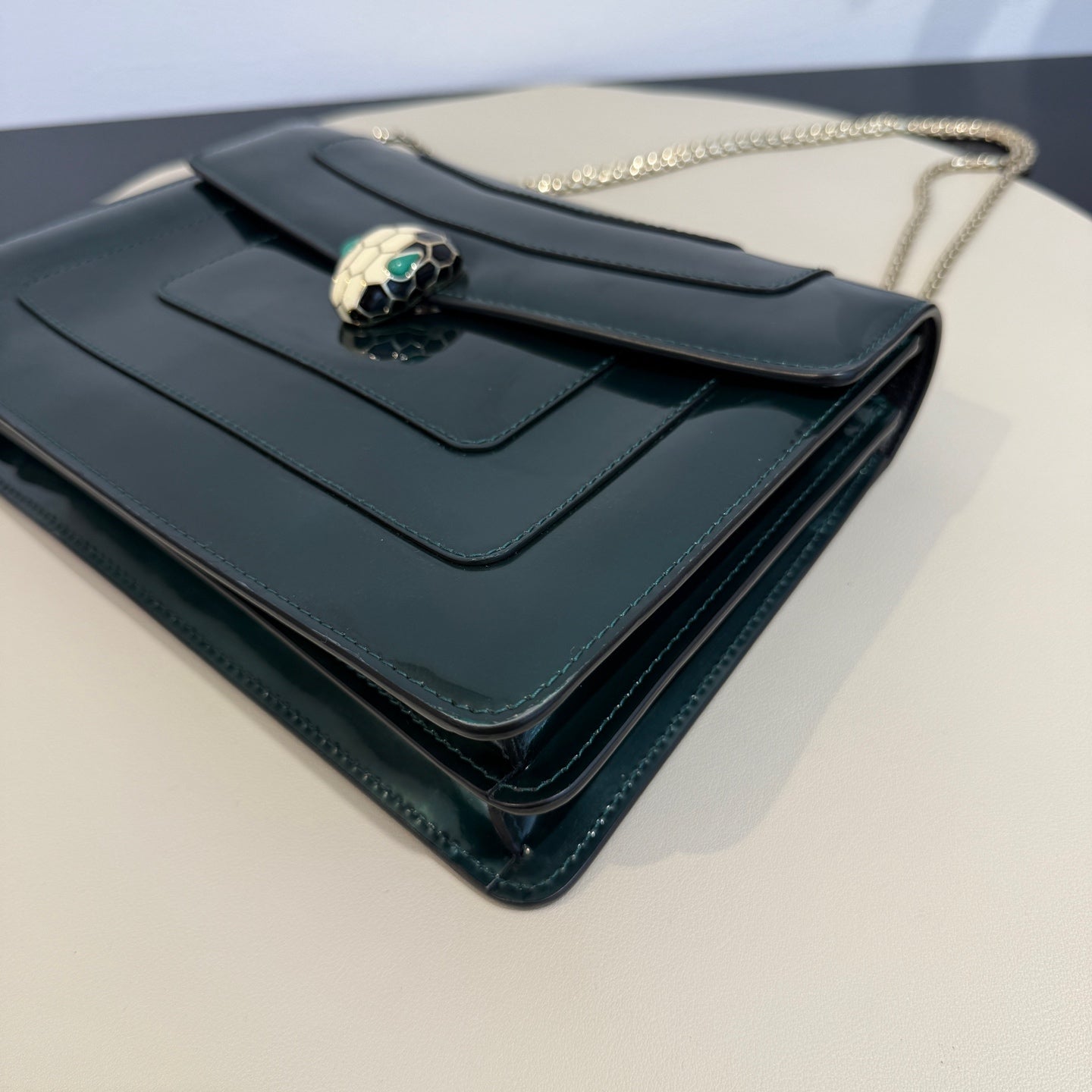 Bvlgari - Serpenti Forever Flap Bag - Patent leather - Dark Green - (Medium)
