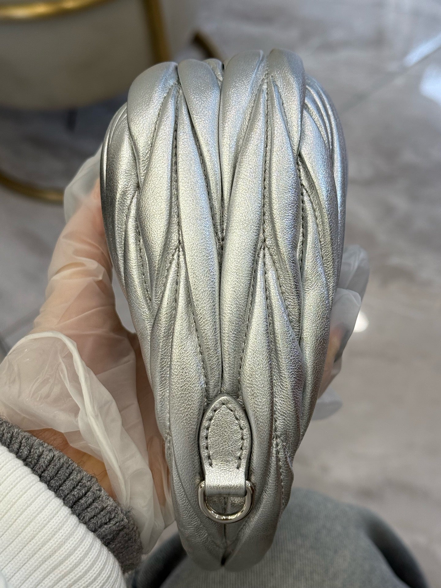 Miu Miu - Wonder Hobo Mini - Metallic leather - Silver - (Mini)