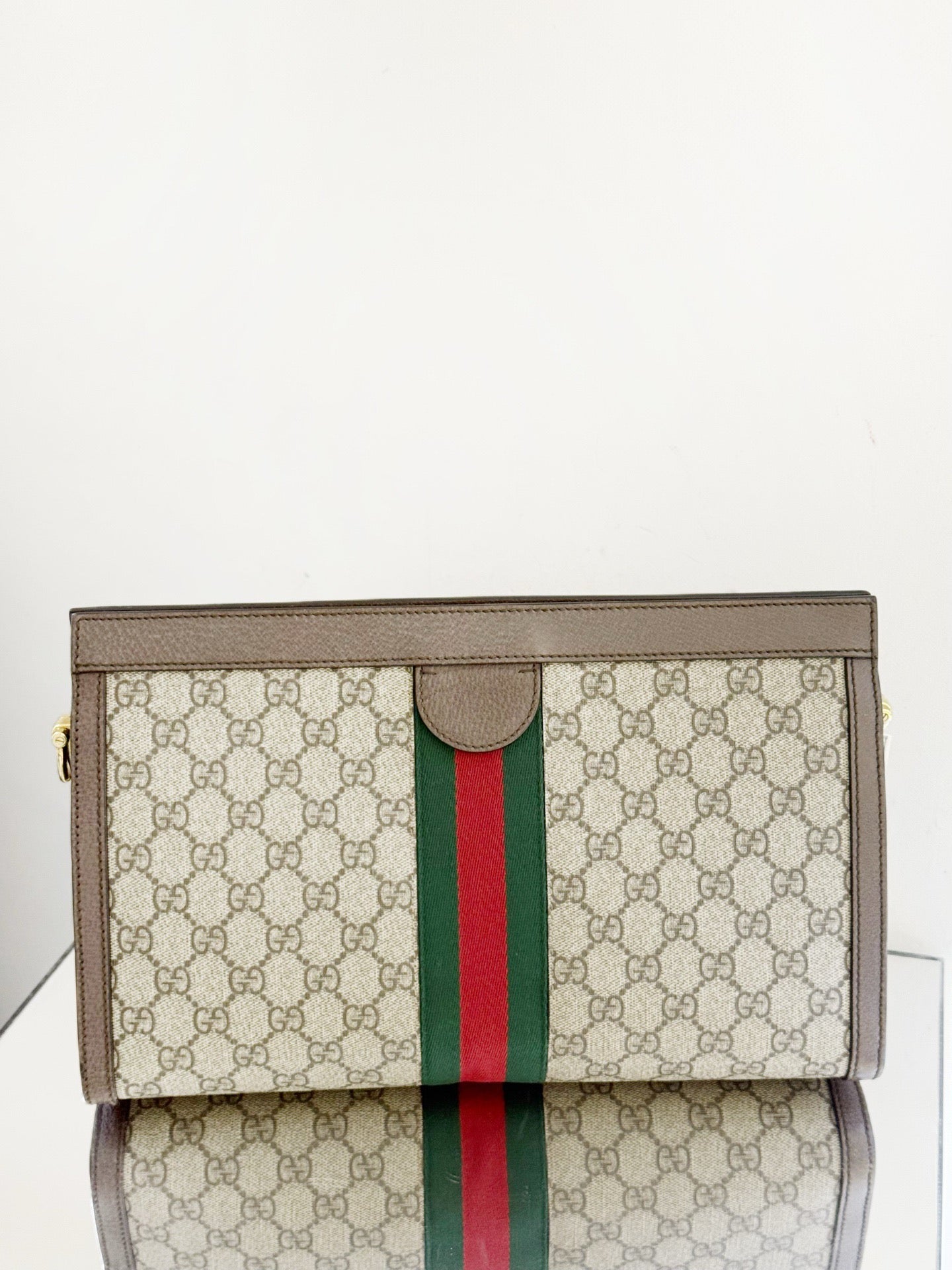 Gucci - Ophidia Large Clutch Bag - GG Supreme canvas with leather trim - Beige - (large)