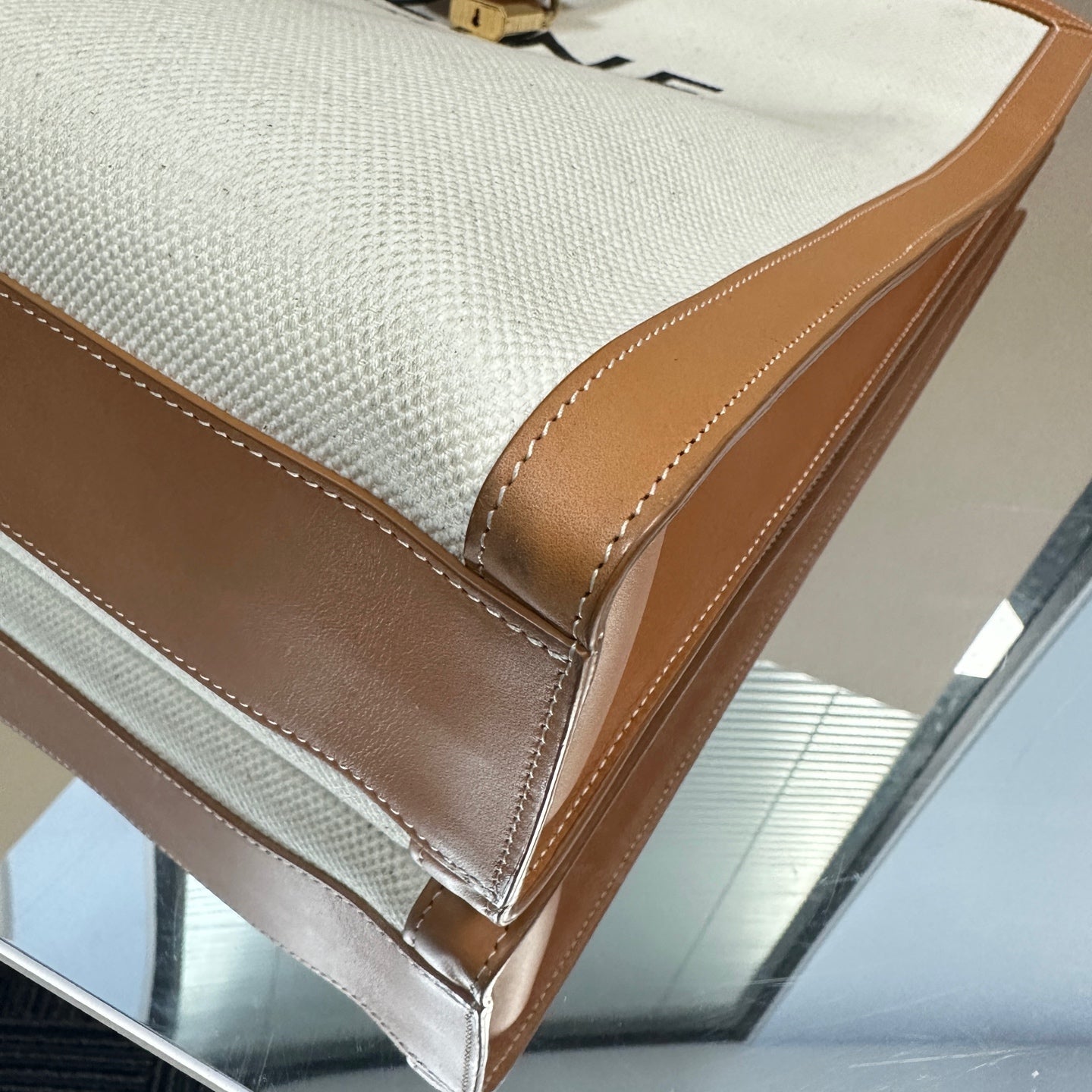 Celine - Cabas - Canvas and Leather - White and Brown - (large)