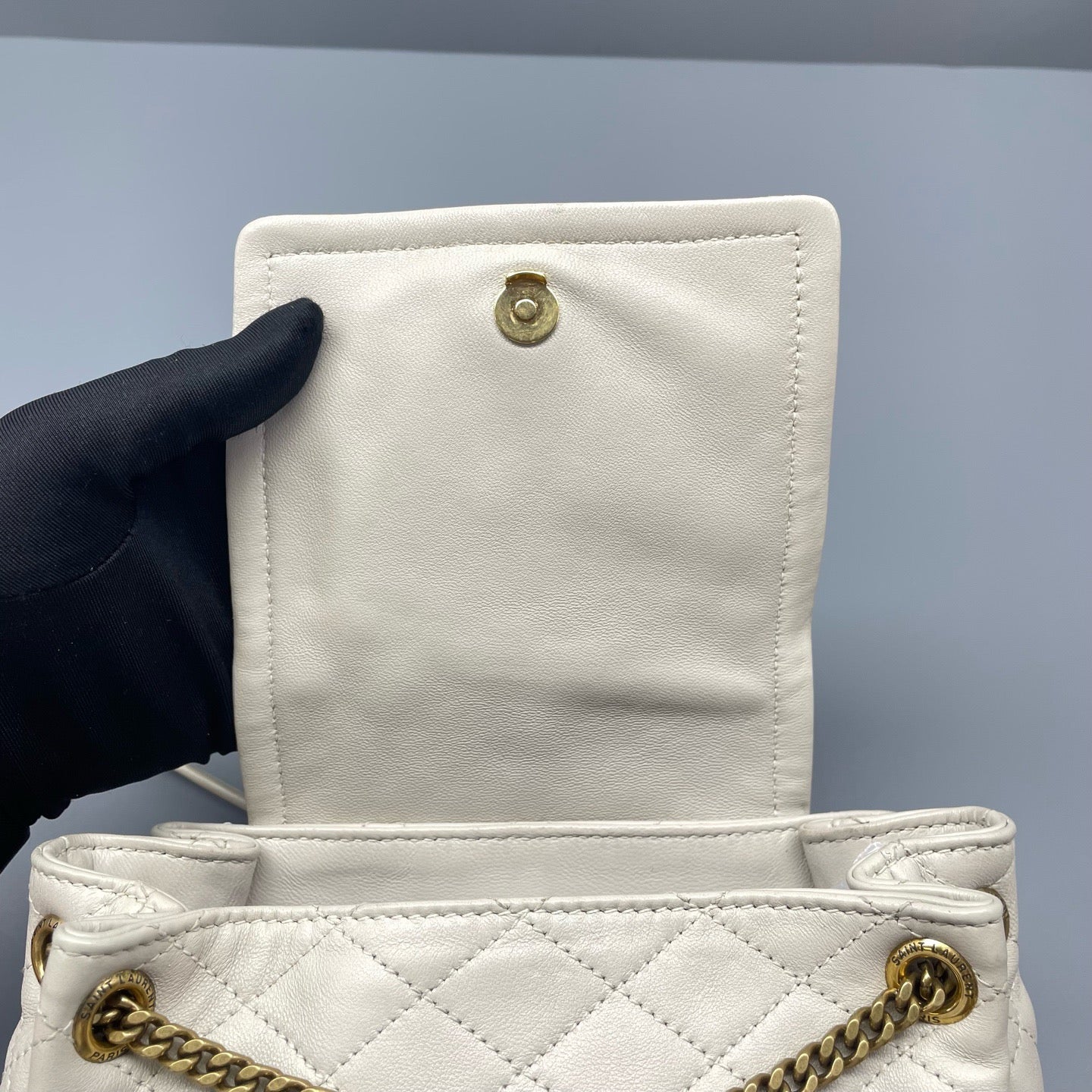 Saint Laurent - Nolita Mini Chain Bag - Quilted leather - White - (mini)