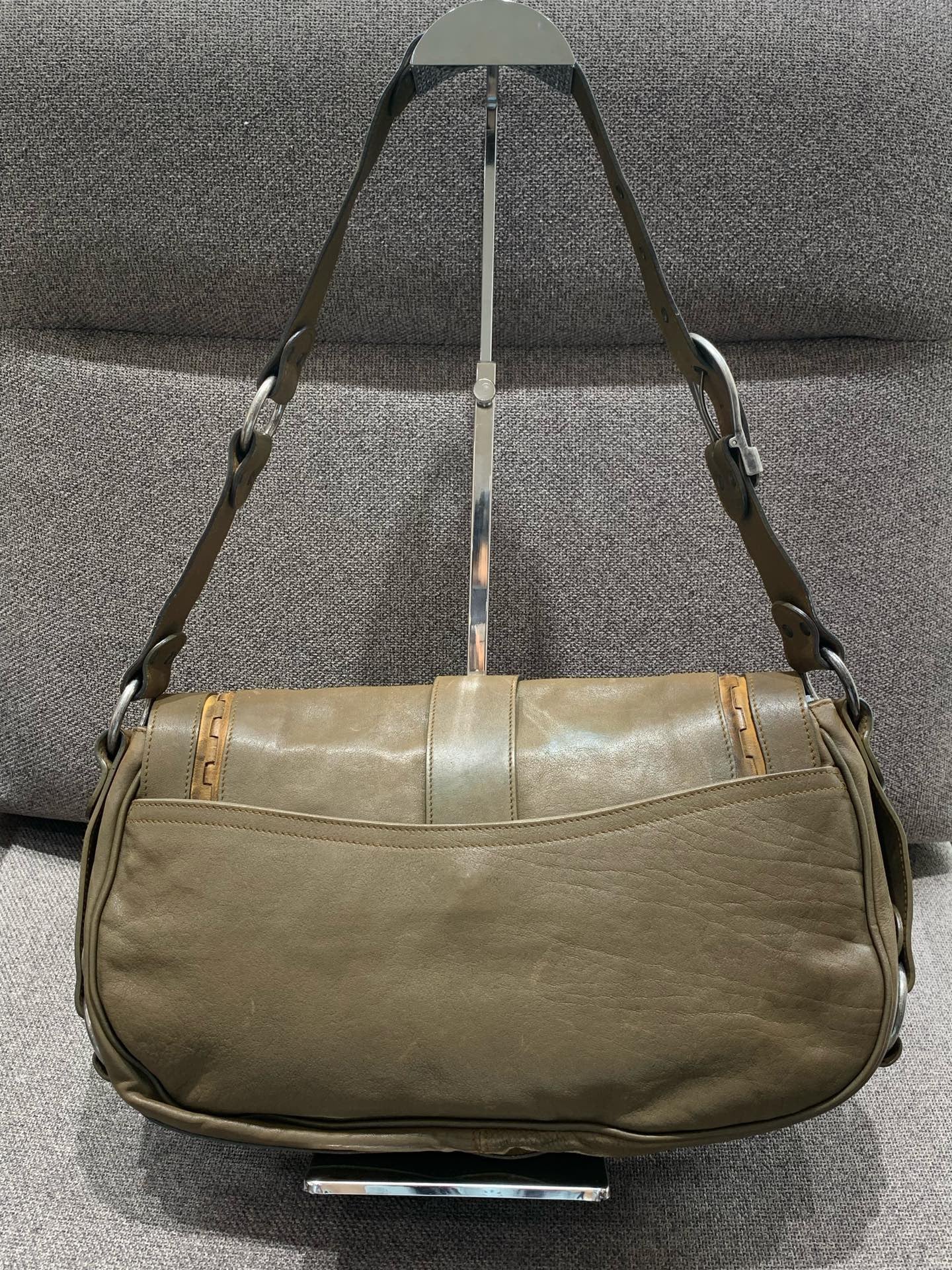 Dior - Gaucho Saddle Bag - Oiled wax leather - Khaki Green - (Medium)
