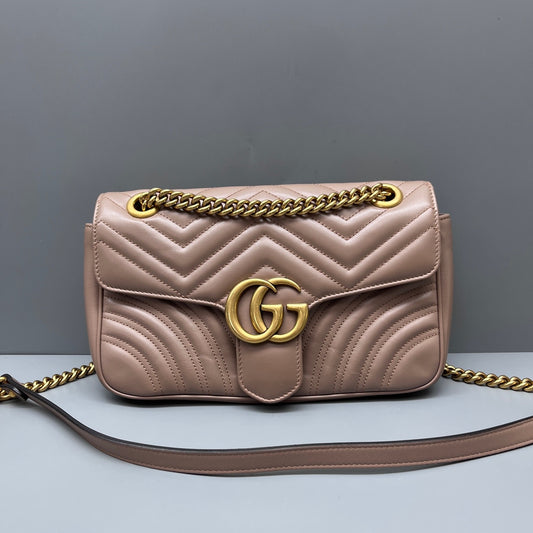 Gucci - GG Marmont Matelassé Shoulder Bag - Leather - Beige - (medium)