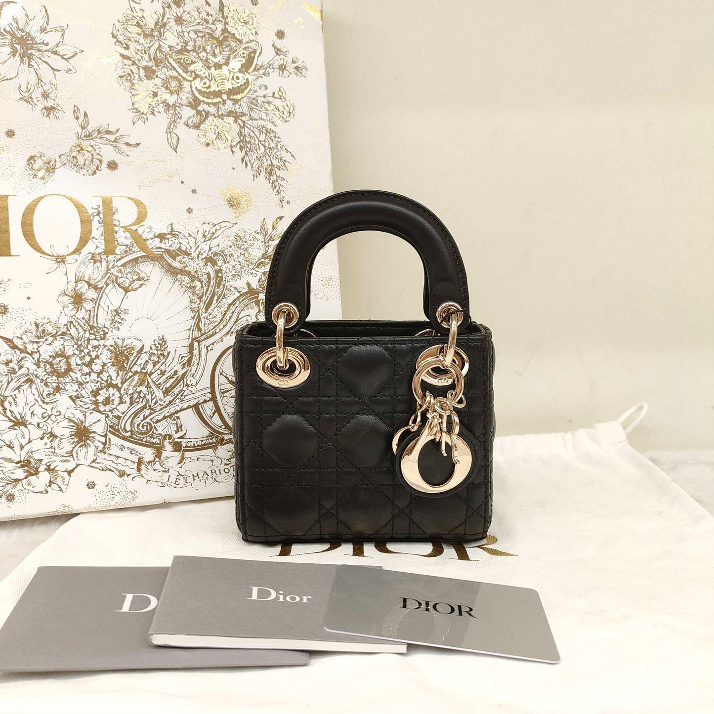 Dior - Lady Dior Supermini - Lambskin leather - Black - (mini)