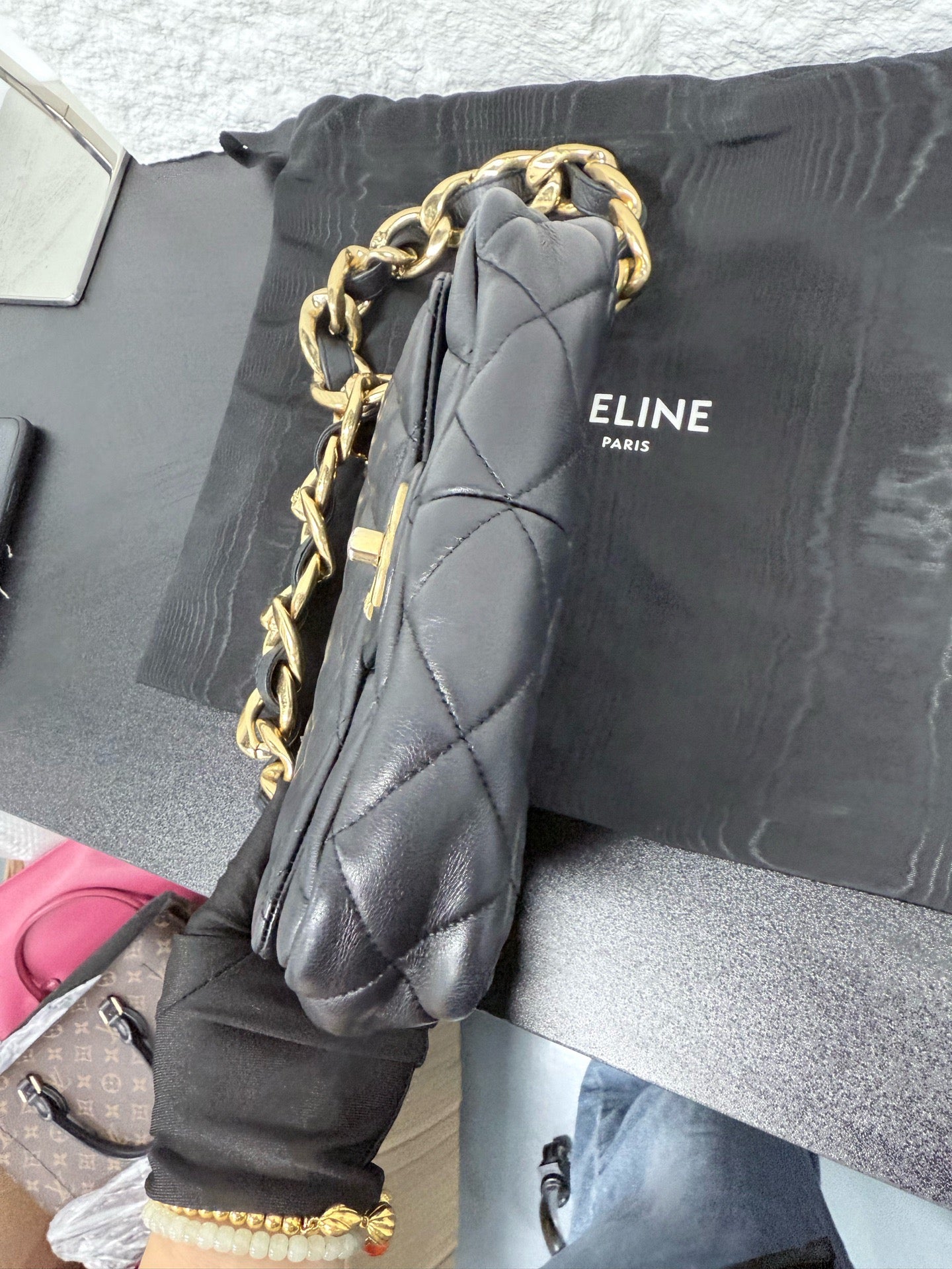 Chanel - Classic Flap Mini (Chunky Chain) - Lambskin leather - Black - (mini)