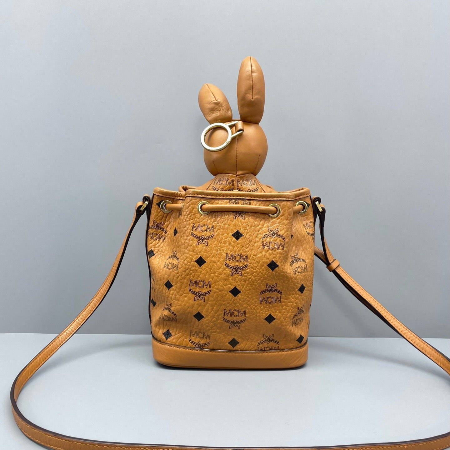 MCM - Visetos Mini Rabbit Bucket Bag - Coated canvas with leather trim - Brown - (mini)