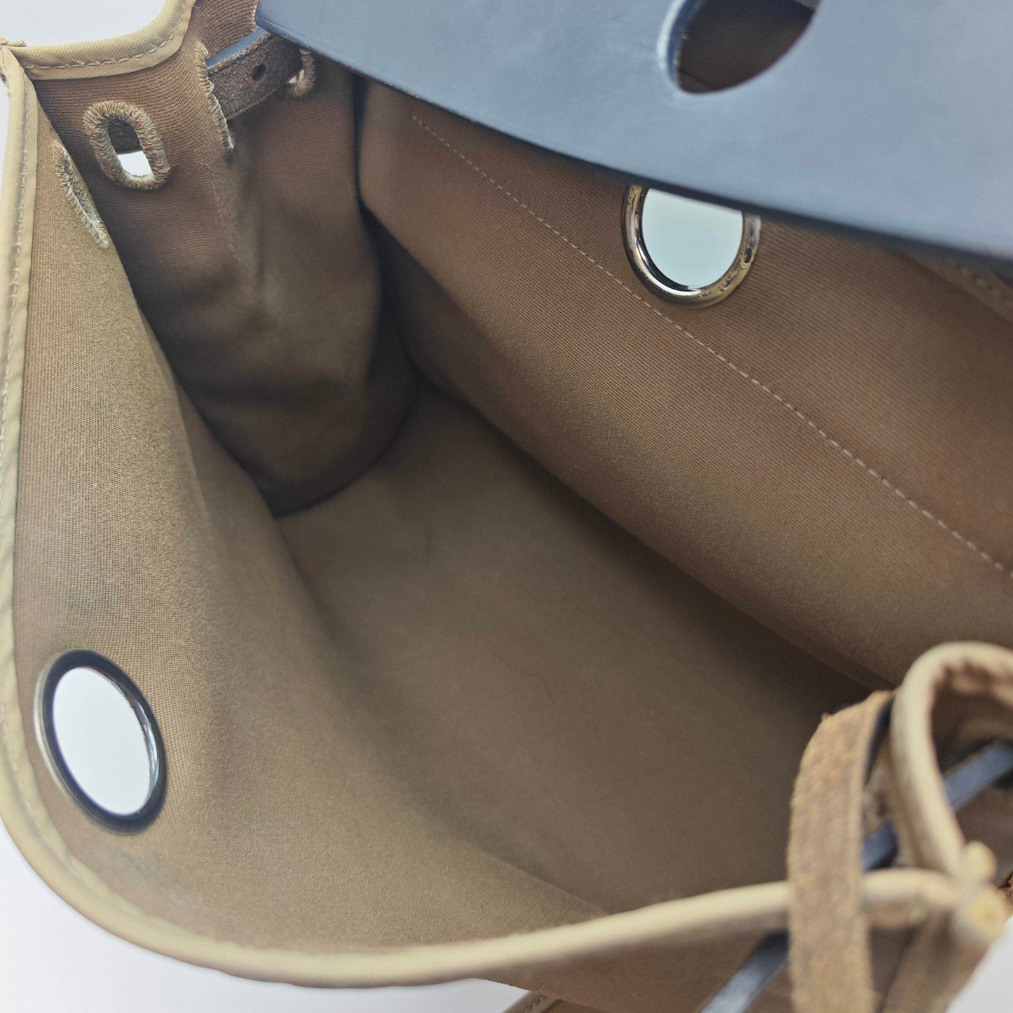 Hermès - Herbag 31 - Blue leather and brown canvas - Blue - (medium)