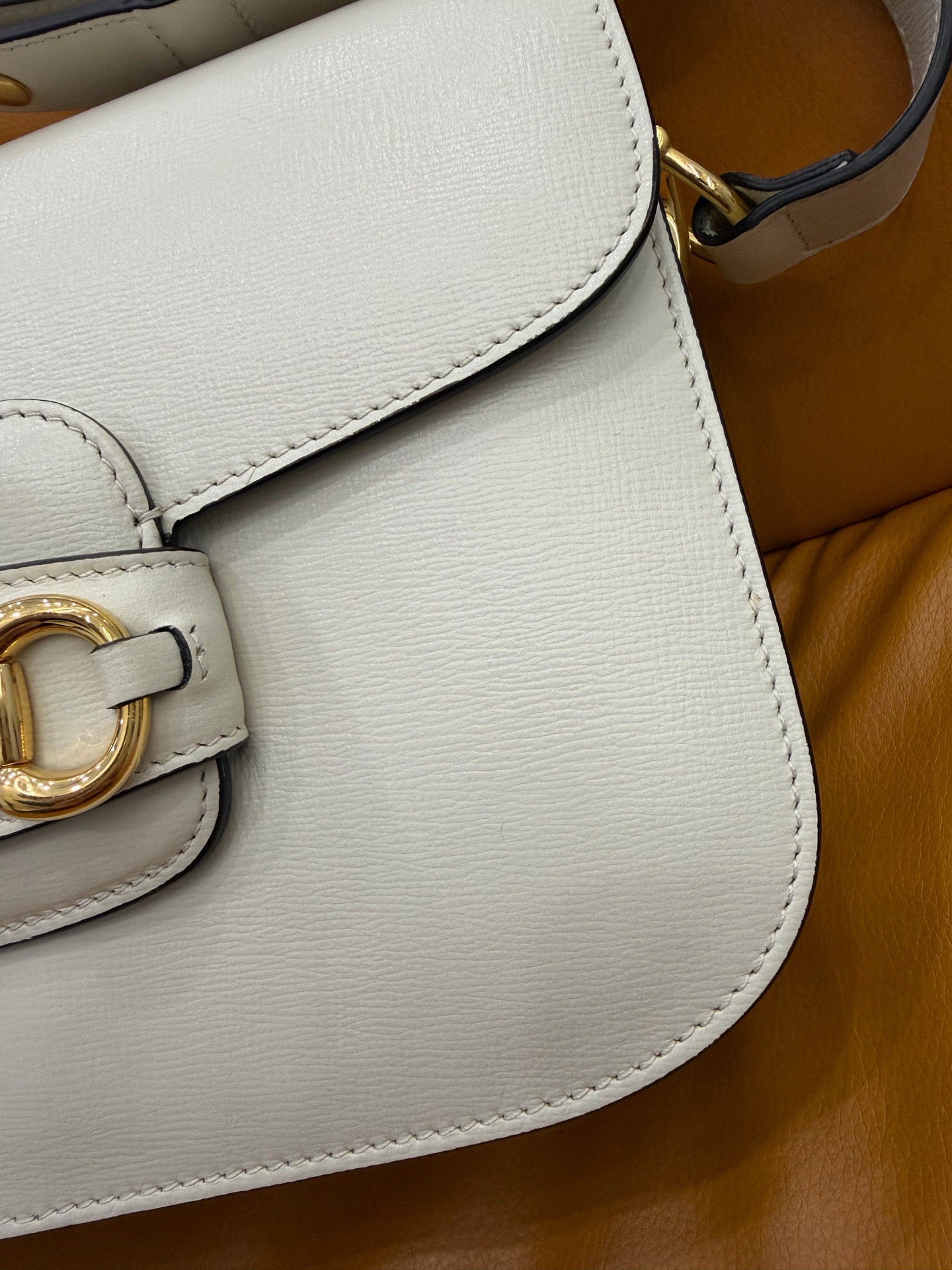 Gucci - Horsebit 1955 Shoulder Bag - Grained leather - White - (Medium)