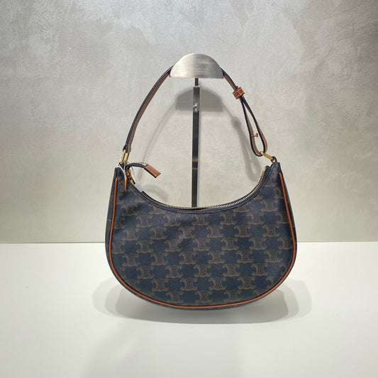 Celine - Triomphe Moon Bag - Coated canvas and Leather - Brown - (small)