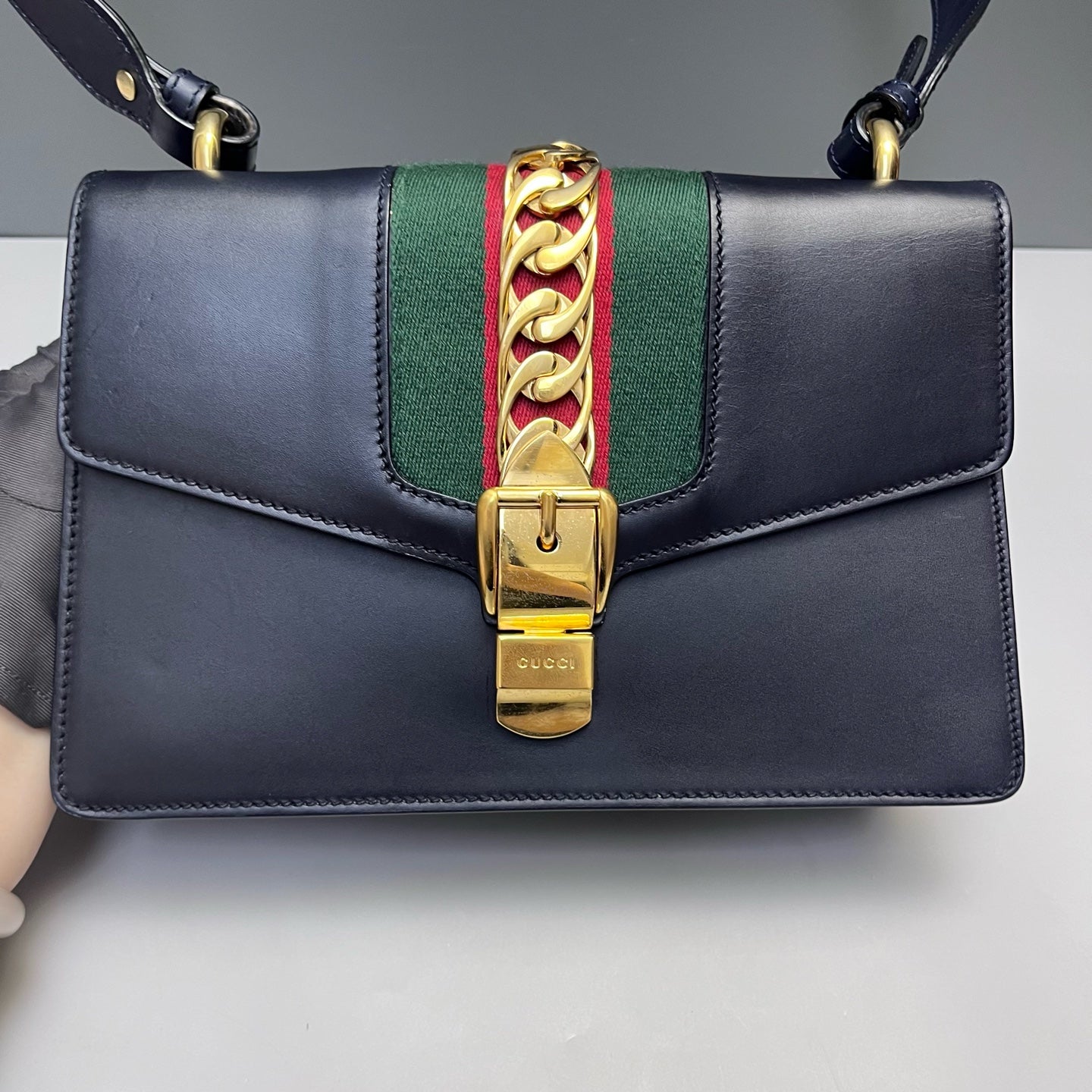 Gucci - Sylvie Shoulder Bag - Smooth leather - Blue - (Medium)