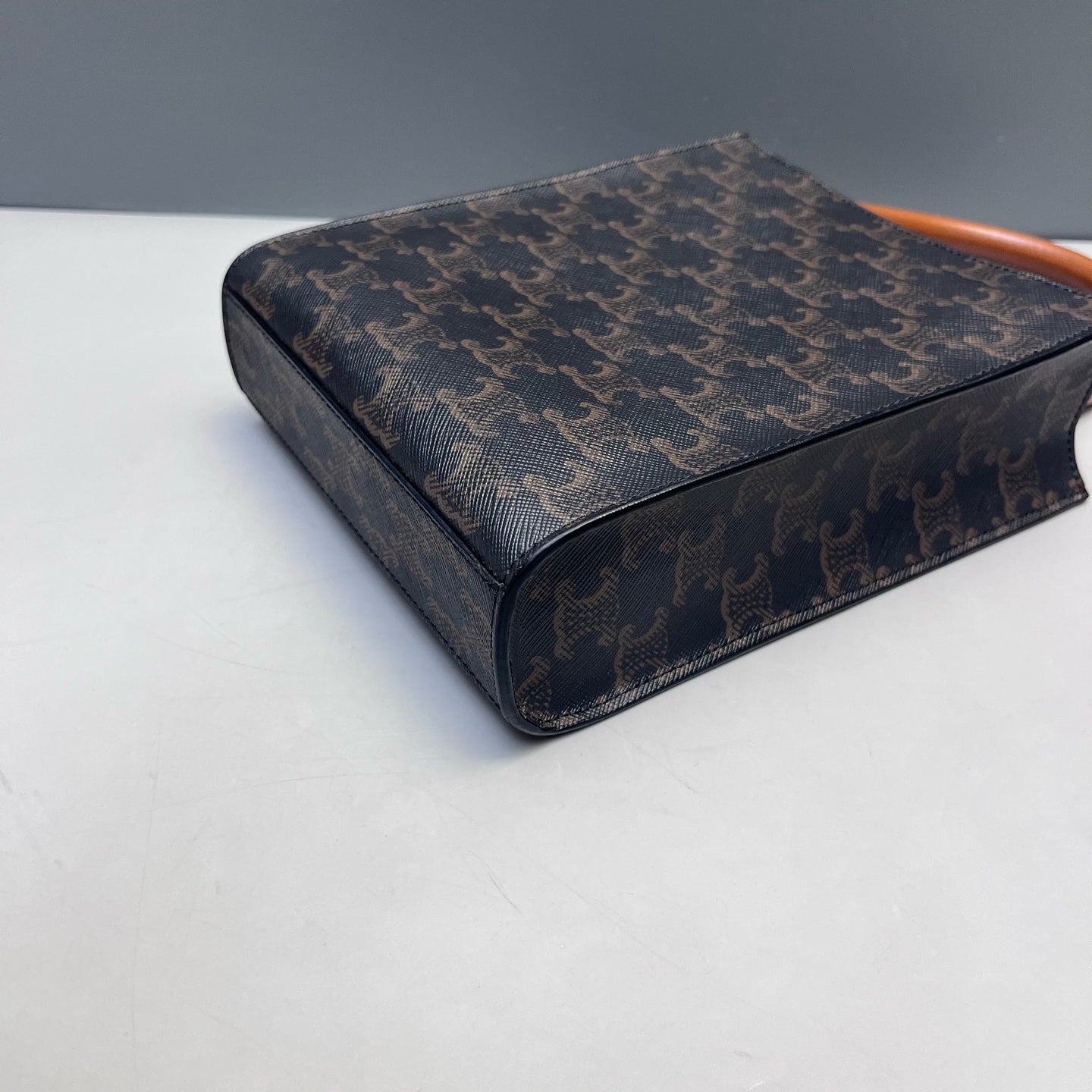 Celine - Triomphe Monogram Mini Vertical Cabas - Triomphe coated canvas with leather trim - Dark Brown - (Mini)