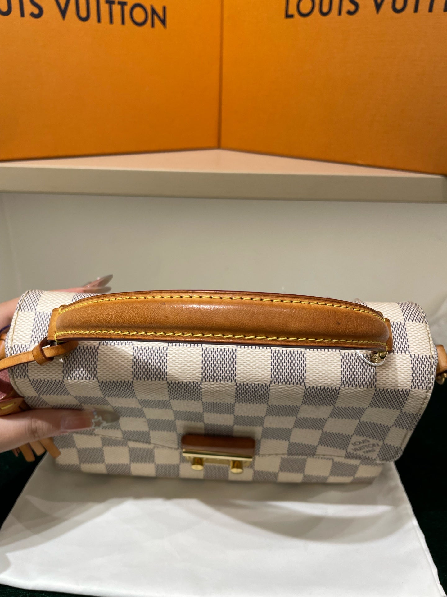 Louis Vuitton - Croisette - Damier Azur coated canvas with natural Vachetta leather trim - White - (Small)