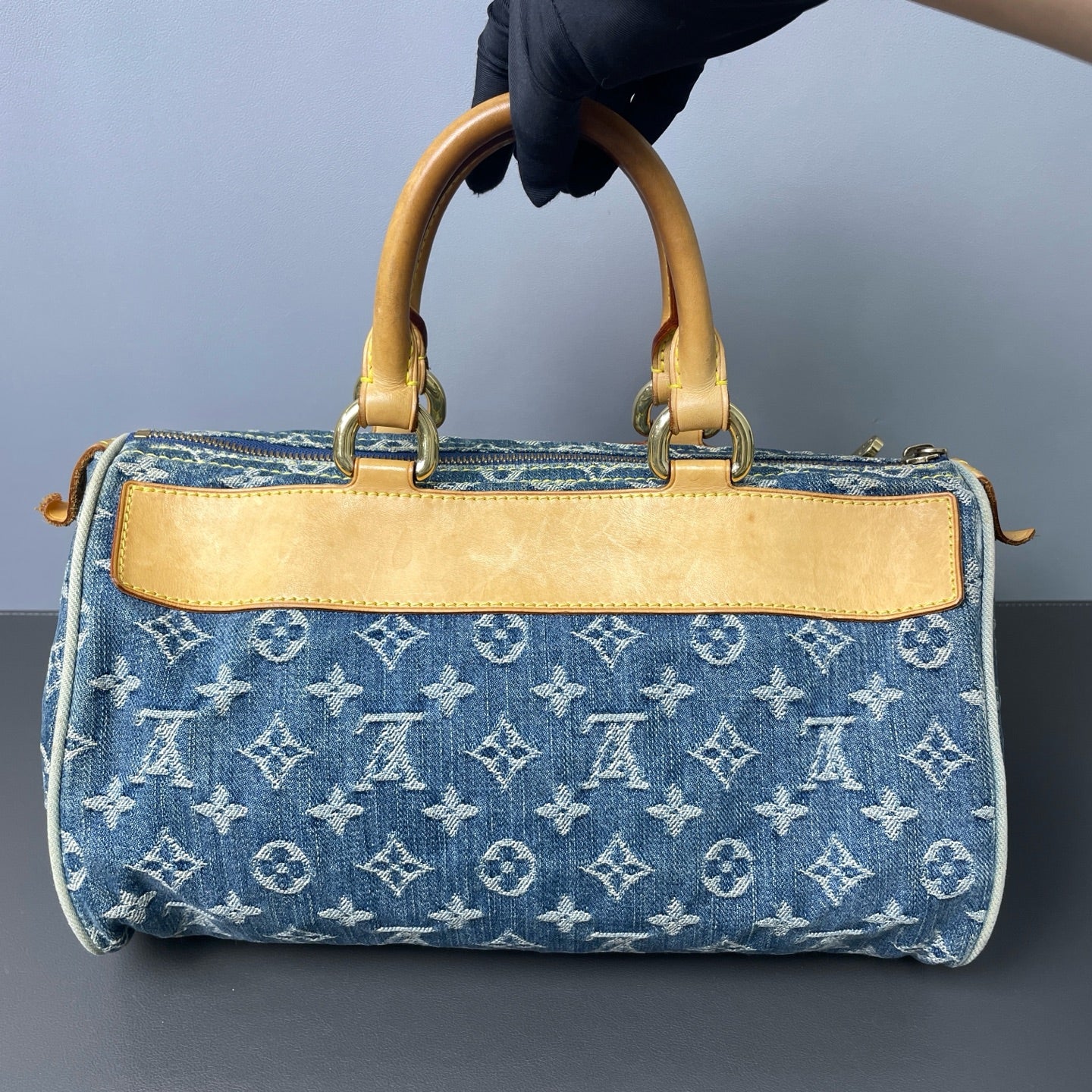 Louis Vuitton - Monogram Denim Boston Bag - Denim and Vachetta Leather - Blue - (medium)