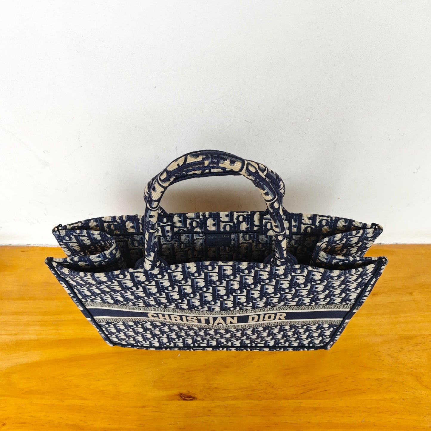 Dior - Oblique Book Tote Bag - Embroidered Canvas - Navy Blue - (Large)