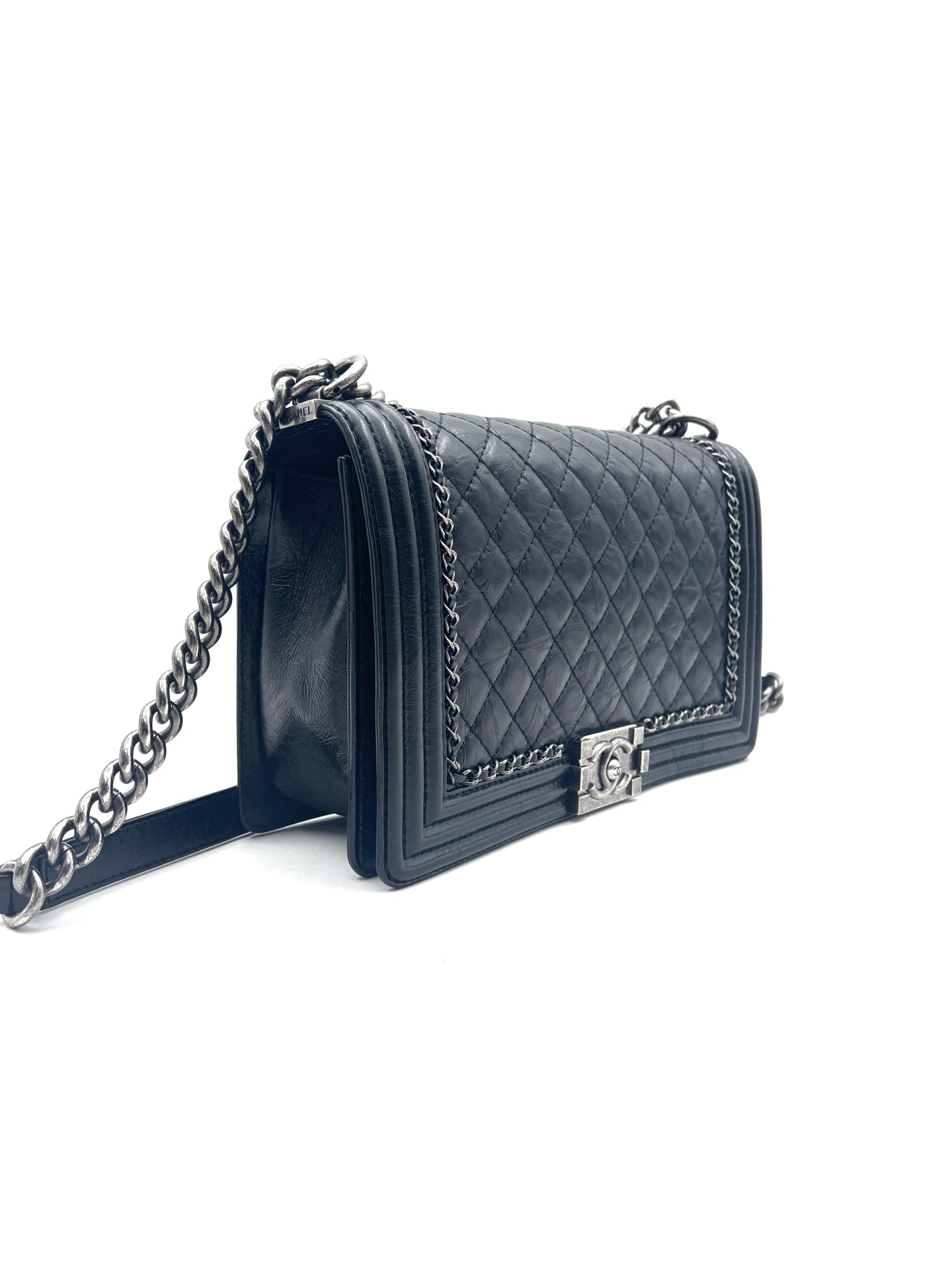 Chanel - Boy Bag - Aged calfskin leather - Black - (Medium)
