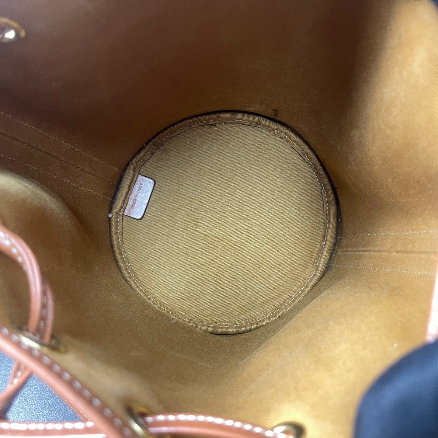 Celine - Triomphe Canvas Drawstring Bucket Bag - Triomphe coated canvas with brown leather trim - Brown - (small)