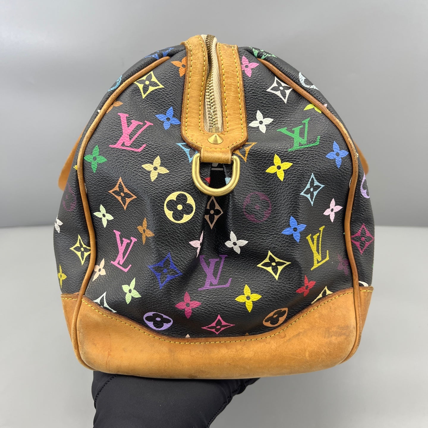 Louis Vuitton - Speedy Multicolour Rivets 40 - Monogram Multicolour canvas with Vachetta leather trim - Black Multicolour with natural tan Vachetta - (large)