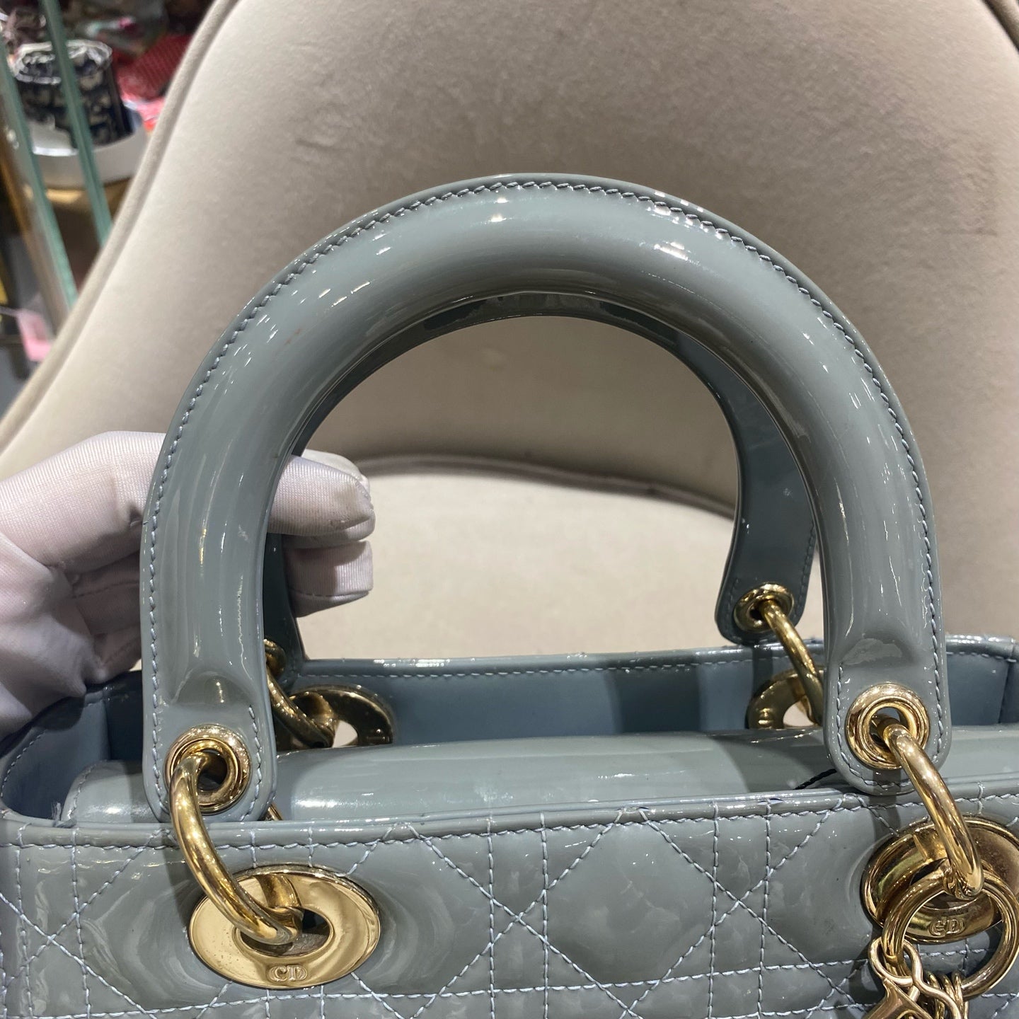 Dior - Lady Dior - Patent leather - Grey - (Medium)