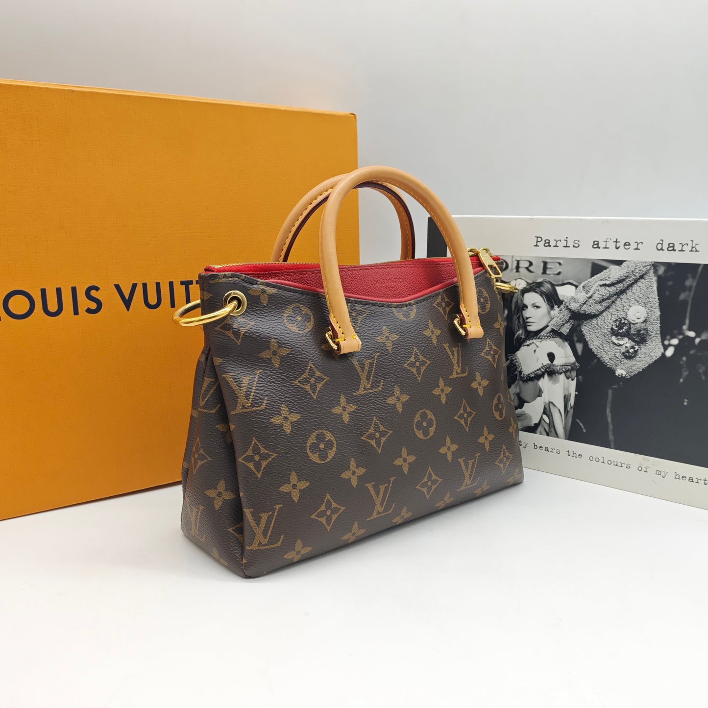 Louis Vuitton - Pallas Monogram - Monogram coated canvas with Vachetta leather trim and red leather lining - Brown with Red Accents - (Small)