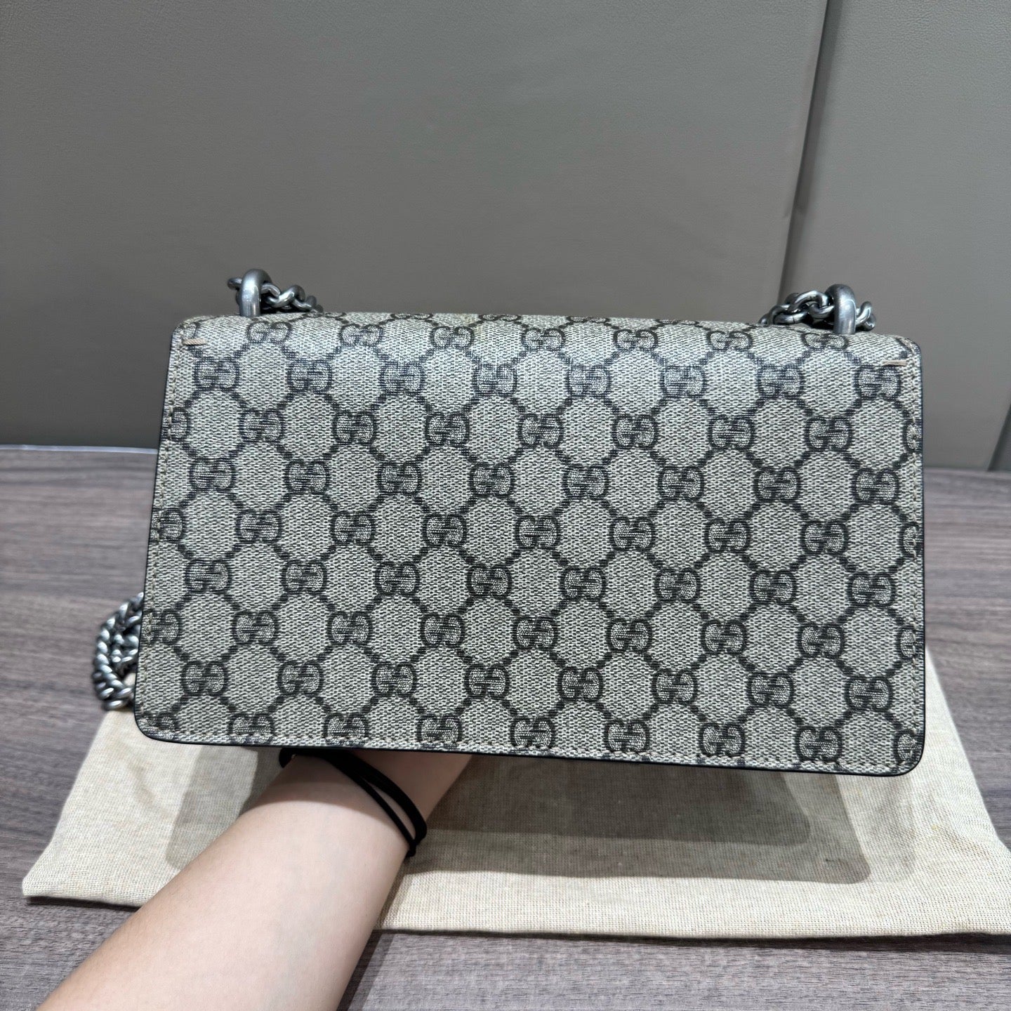 Gucci - Dionysus Shoulder Bag - GG Supreme coated canvas and suede with leather trim - Beige - (small)