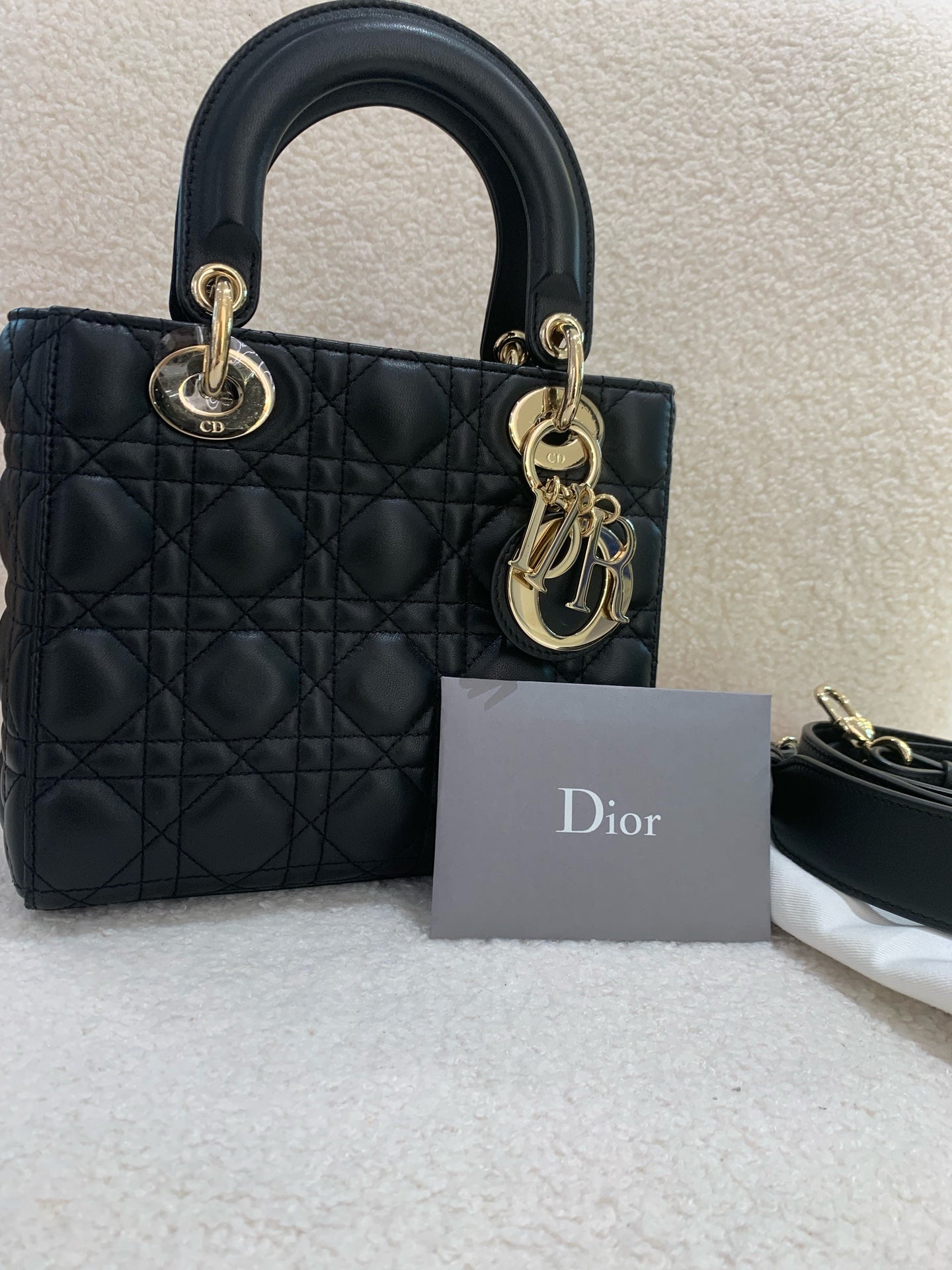 Dior - Lady Dior Small - Lambskin leather - Black - (Small)