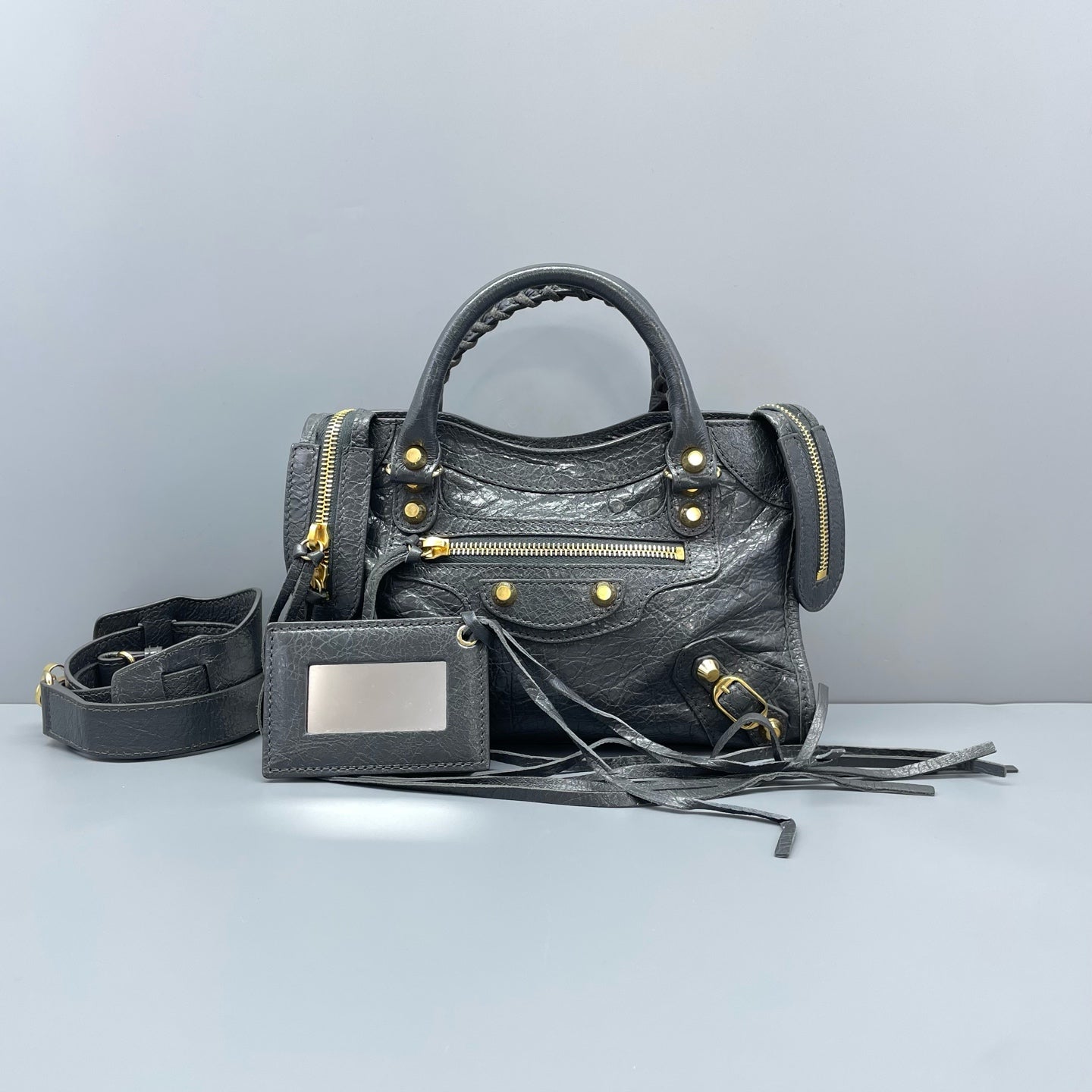 Balenciaga - Mini City Bag - Distressed lambskin leather - Grey - (mini)