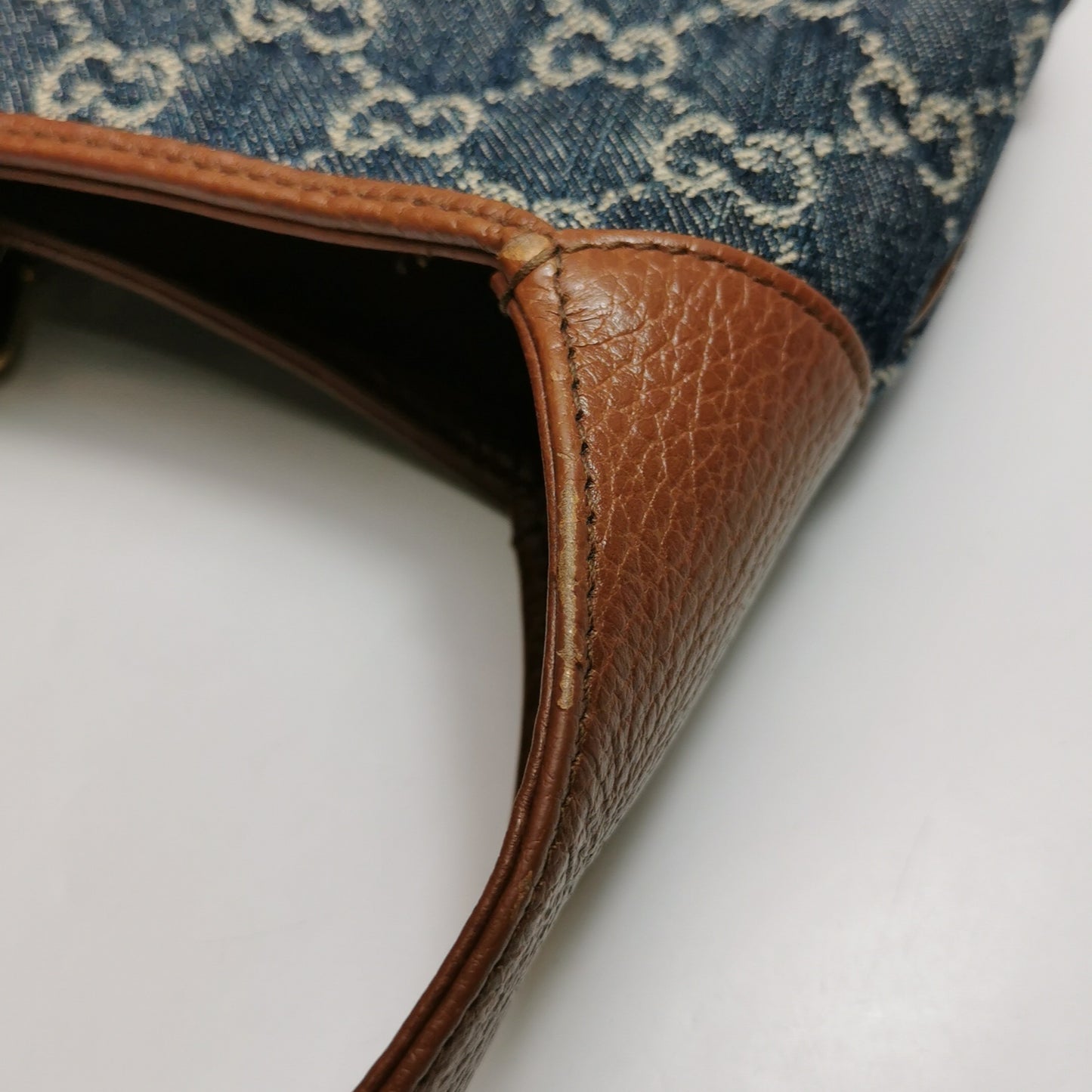 Gucci - Jackie 1961 - Denim with pebbled leather trim - Blue and Brown - (Medium)