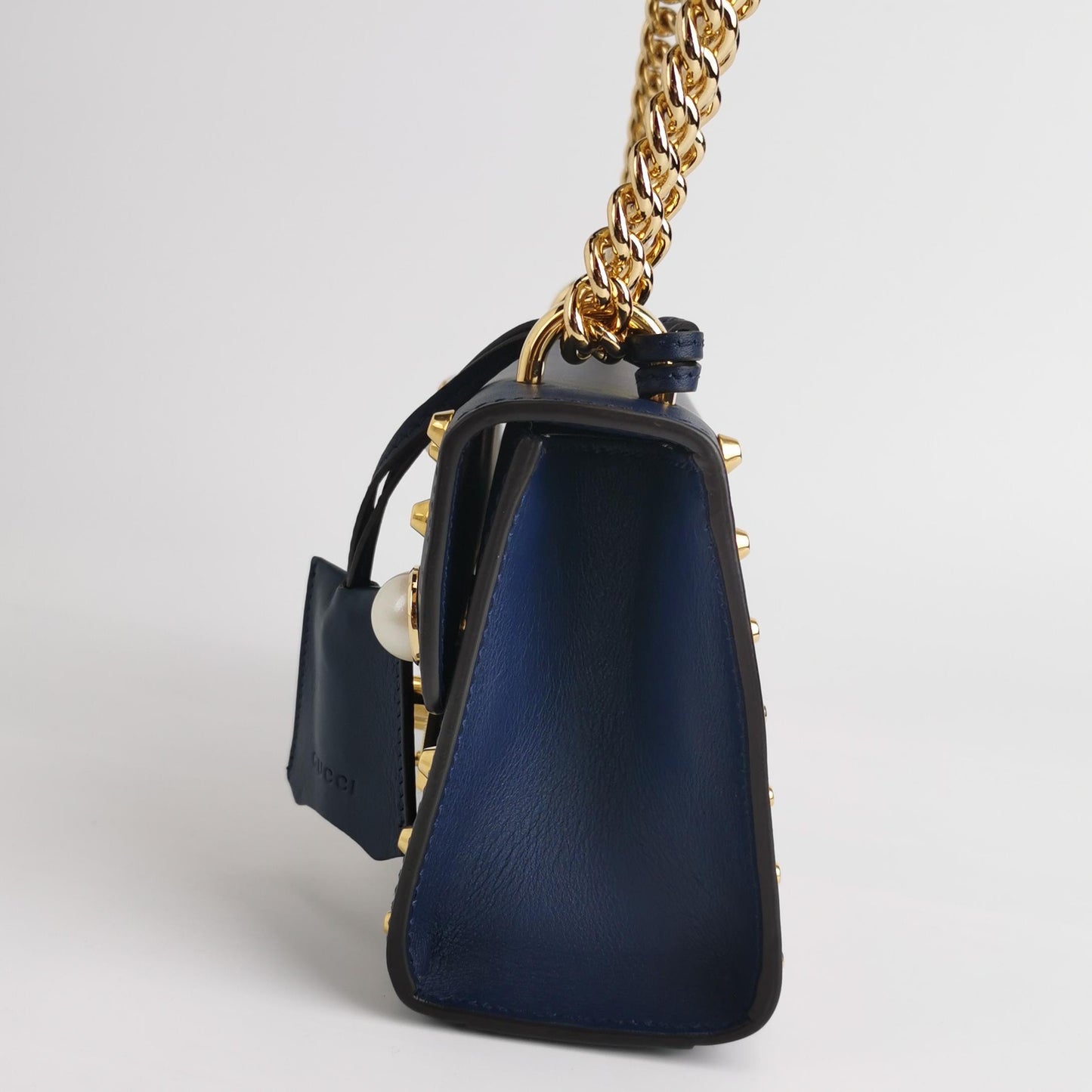 Gucci - Padlock Mini with Pearl and Stud Embellishments - Leather - Navy - (mini)