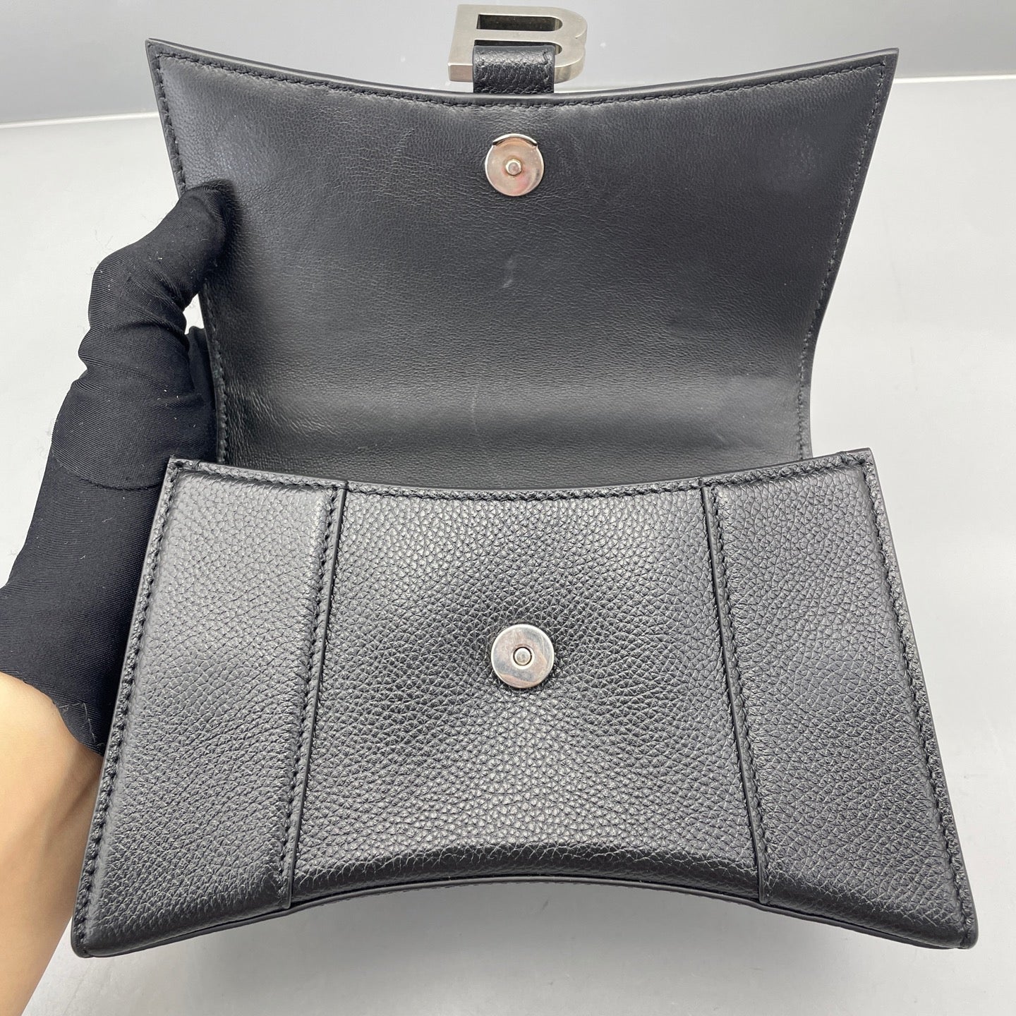 Balenciaga - Hourglass XS - Pebbled leather - Black - (mini)