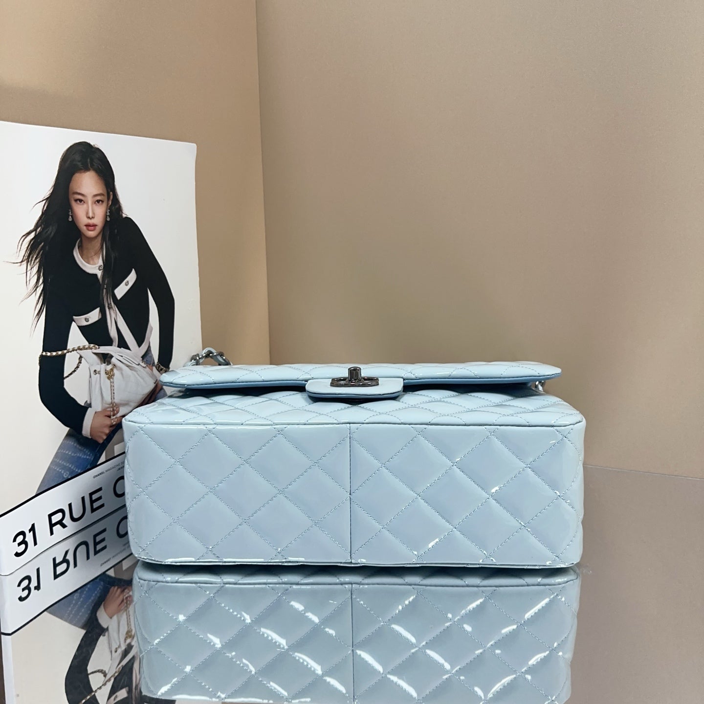 Chanel - Classic Flap Jumbo - Patent leather - Blue - (large)