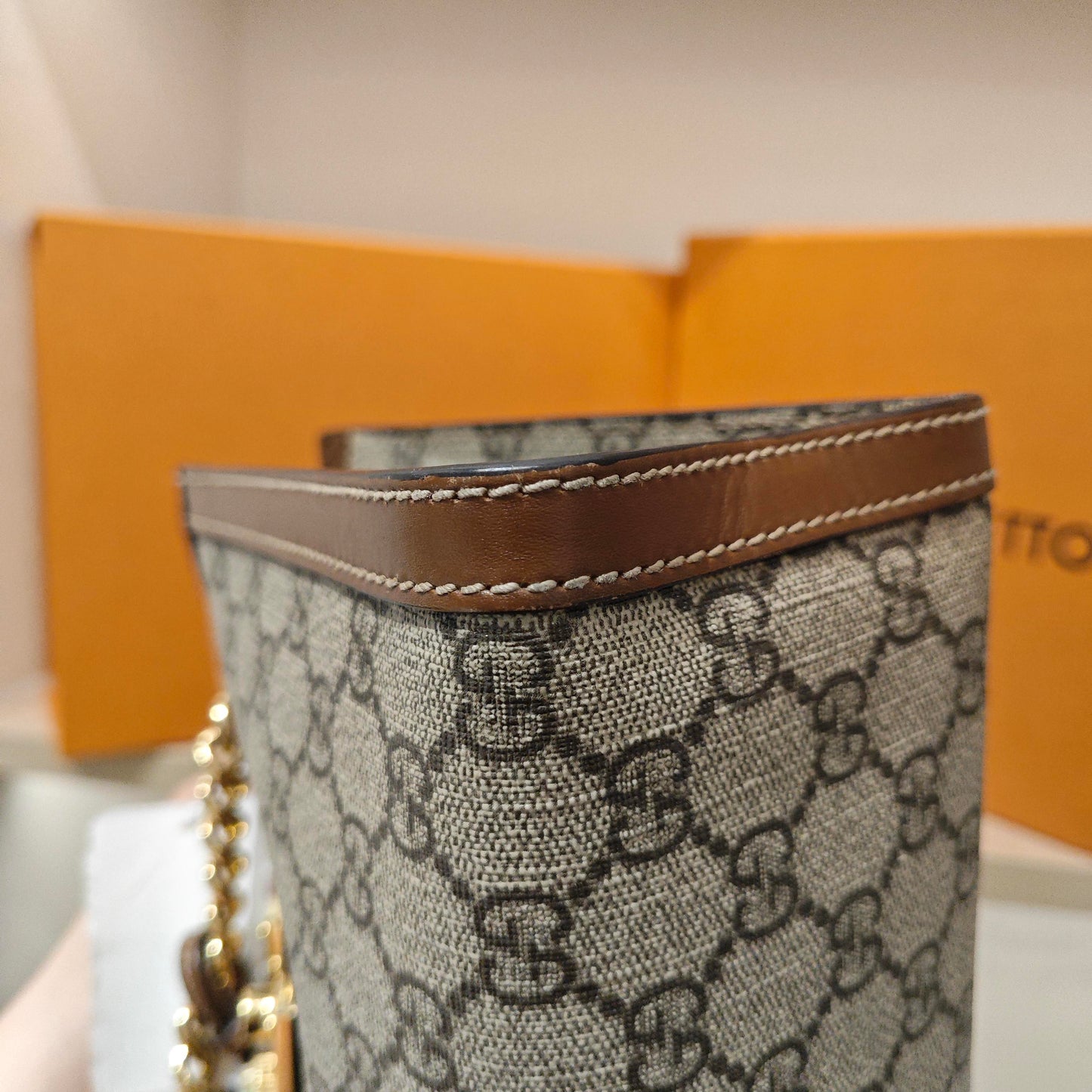 Gucci - Padlock Small Shoulder Bag - GG Supreme canvas with leather trim - Brown - (small)