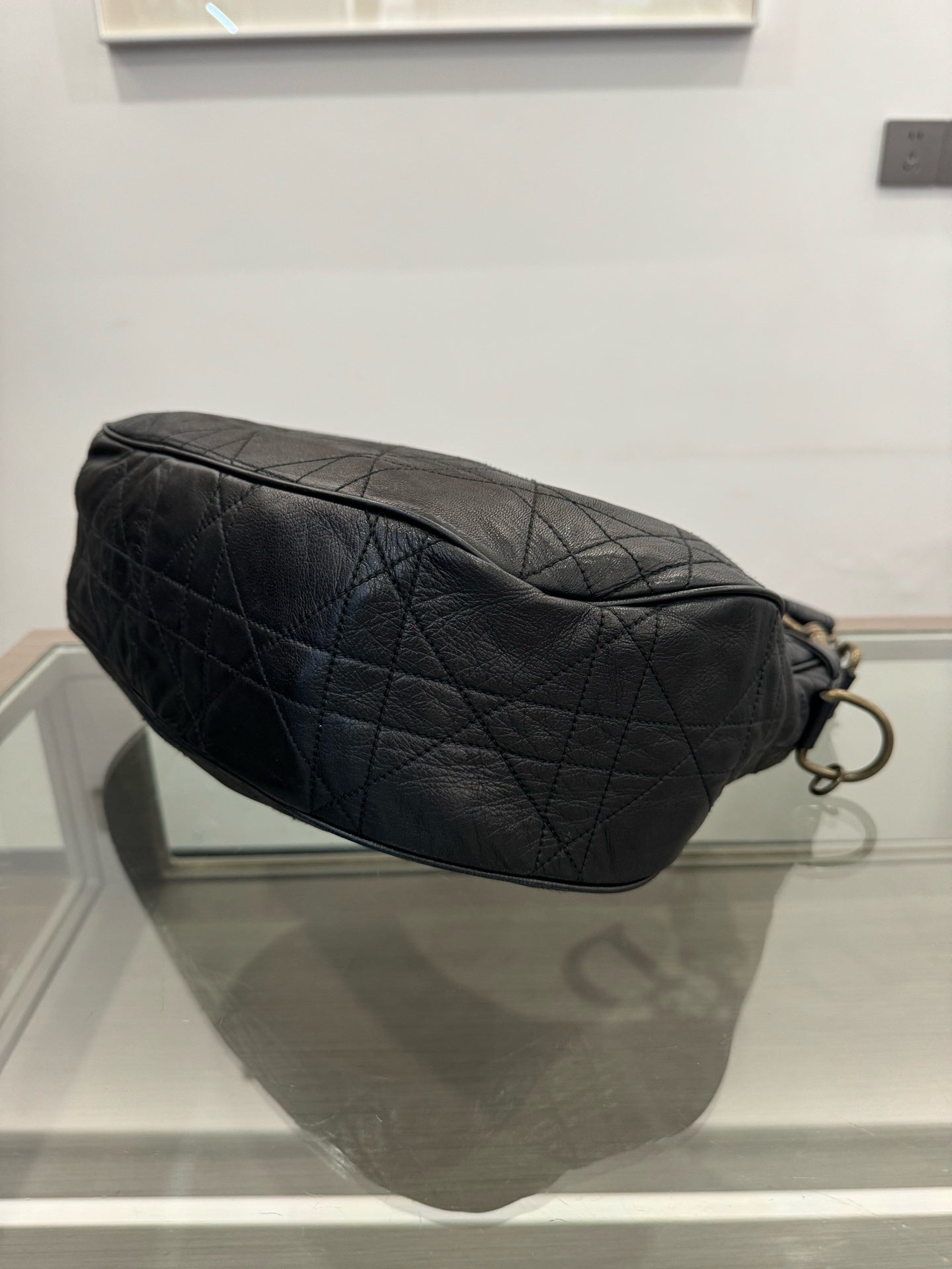 Dior - Quilted Saddle Shoulder Bag - Leather - Black - (medium)