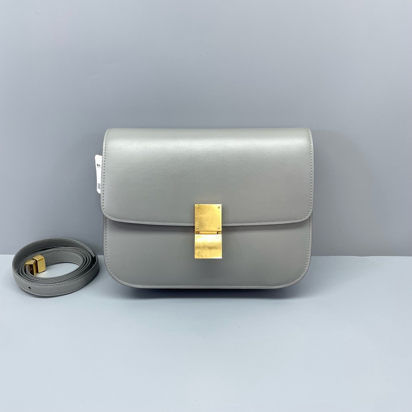 Celine - Classic Box Bag - Smooth calfskin leather - Grey - (medium)