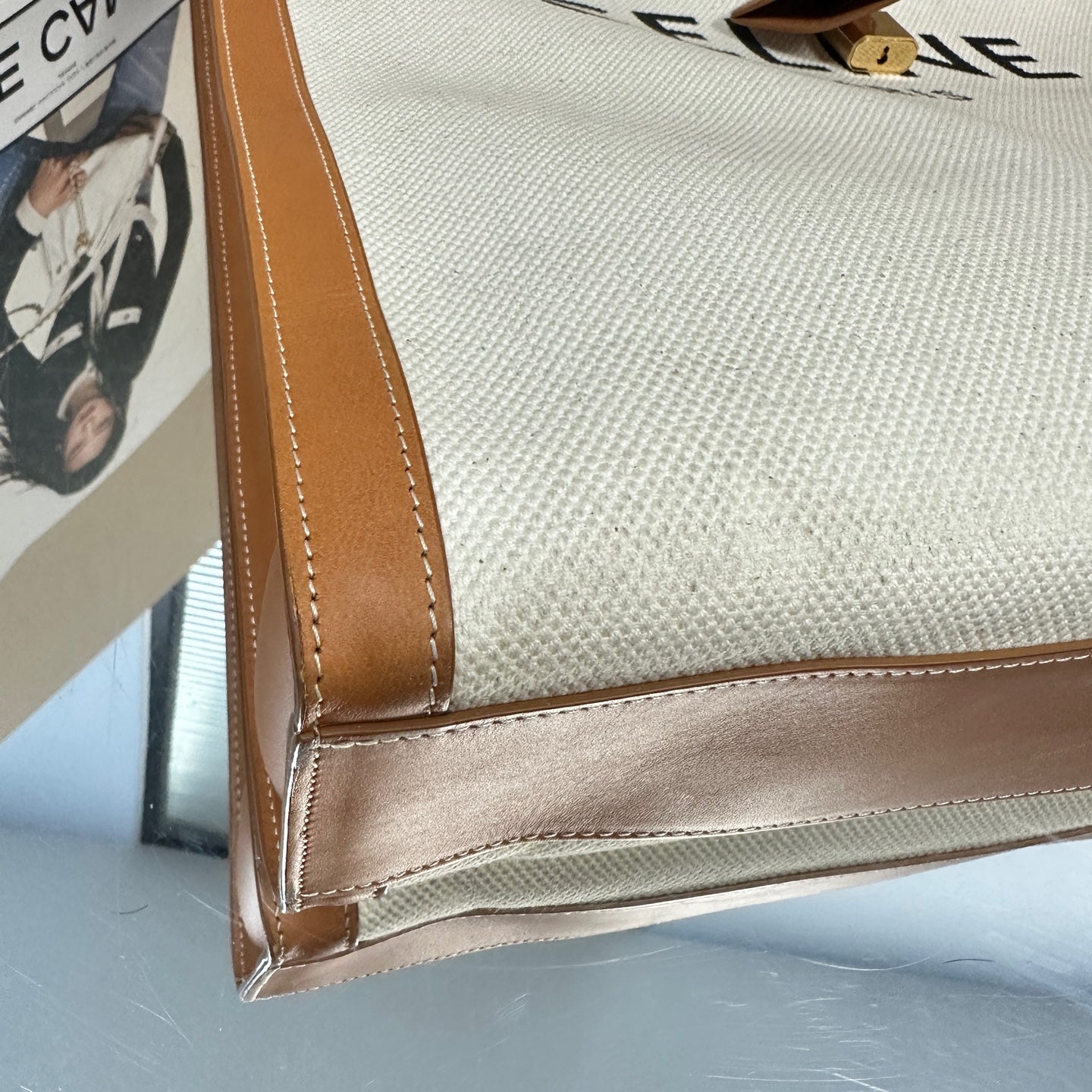 Celine - Cabas - Canvas and Leather - White and Brown - (large)