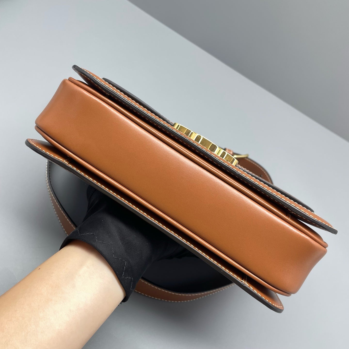 Celine - Teen Triomphe Box Bag - Triomphe Canvas and Leather - Brown with Camel accents - (small)