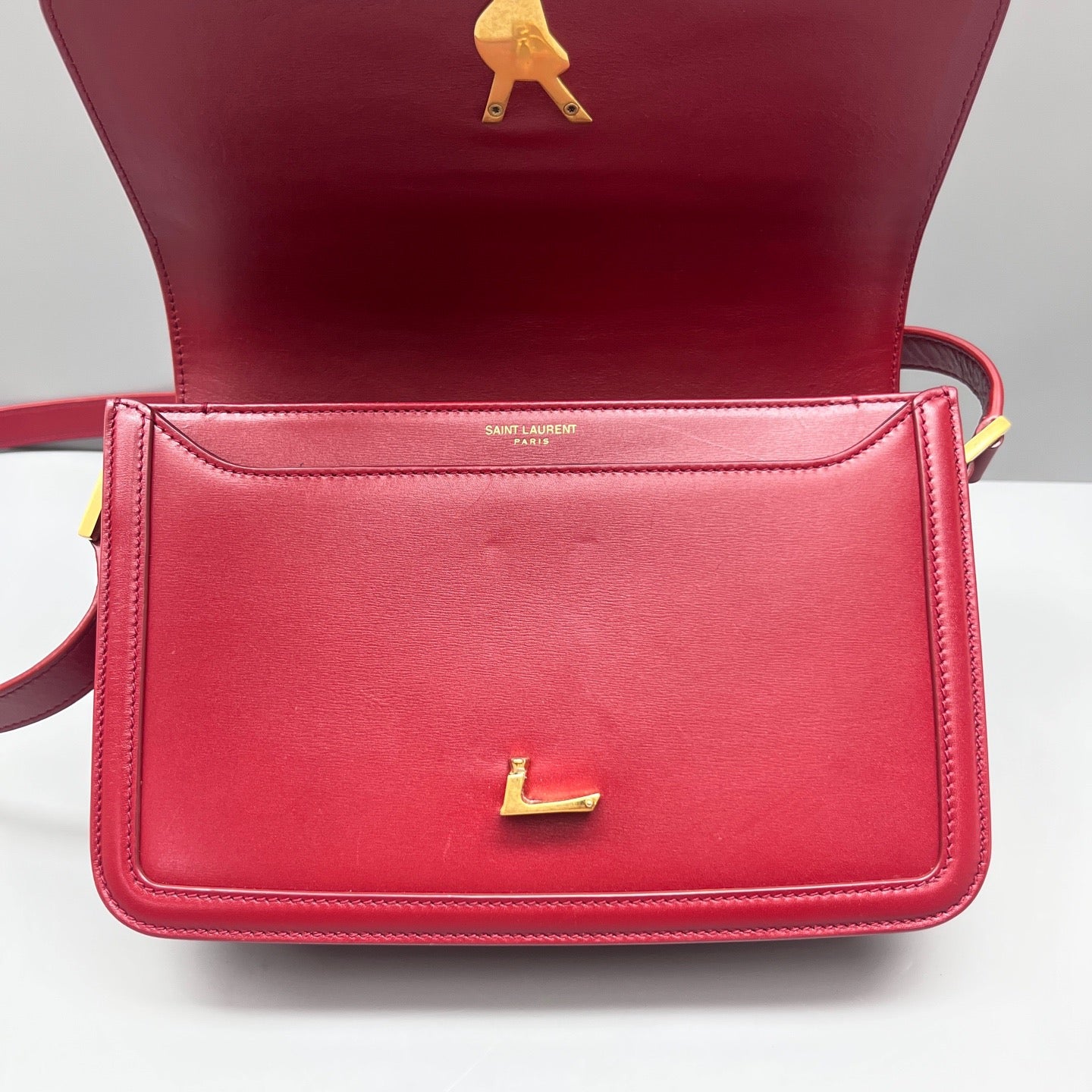 Saint Laurent - Solferino Box Bag - Smooth calfskin leather - Red - (Small)