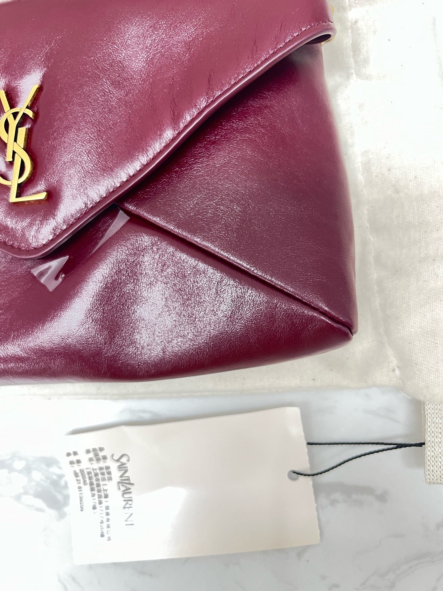 Saint Laurent - Envelope Chain Wallet - Leather - Burgundy - (mini)