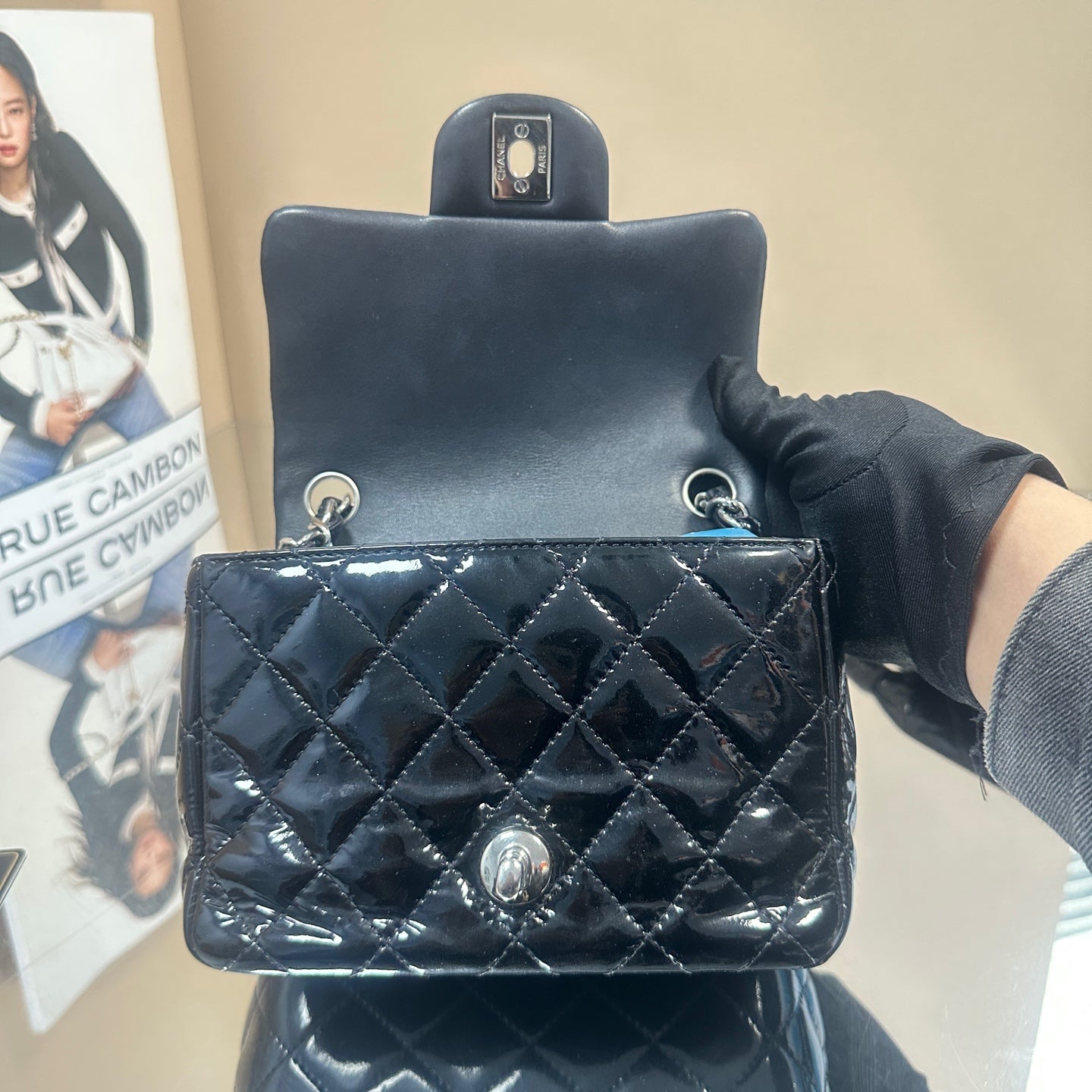 Chanel - Rectangular Mini Flap Bag - Patent leather - Black - (mini)