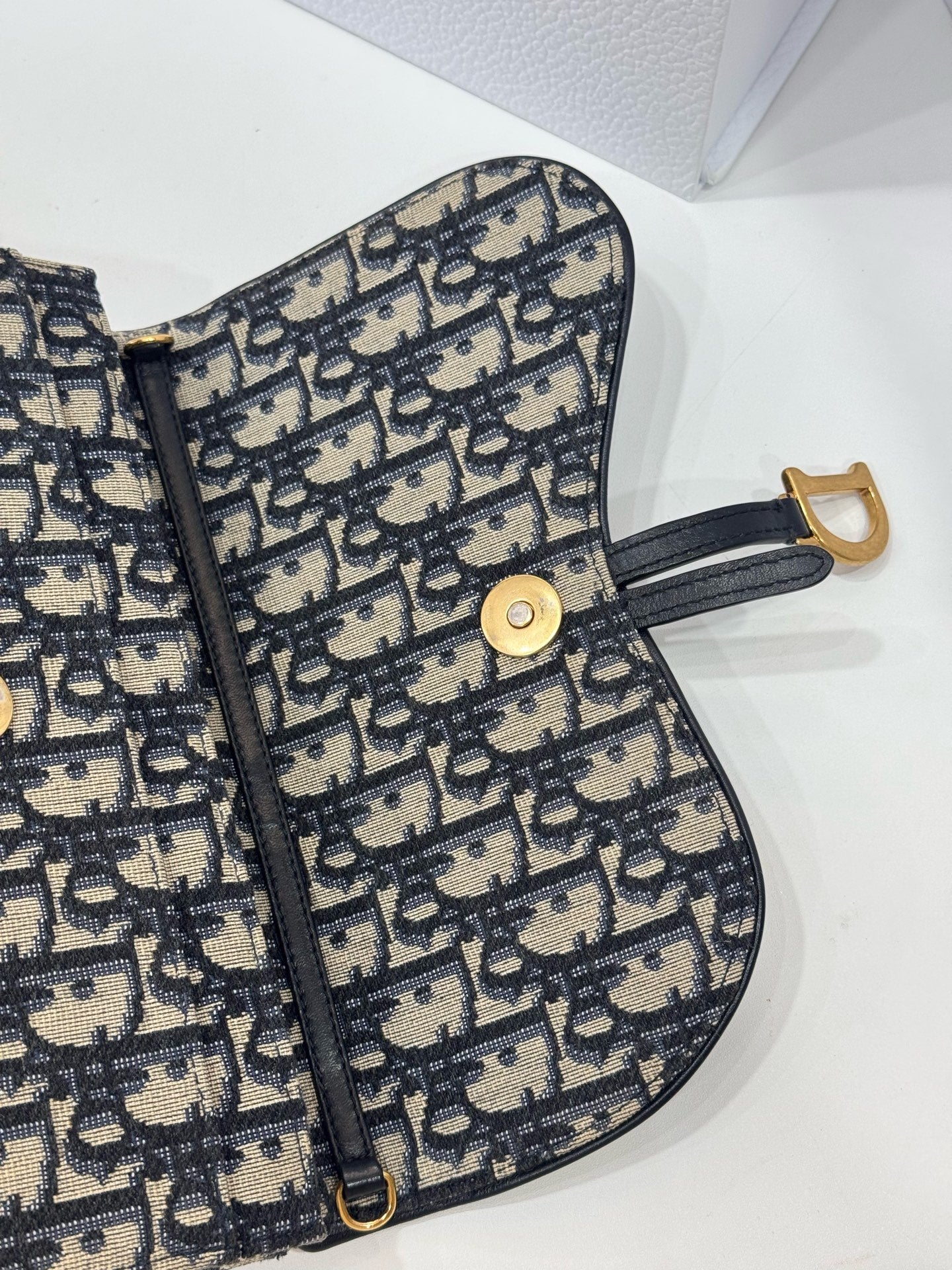 Dior - Saddle WOC (Wallet on Chain) - Dior Oblique jacquard canvas with leather trim - Beige - (mini)