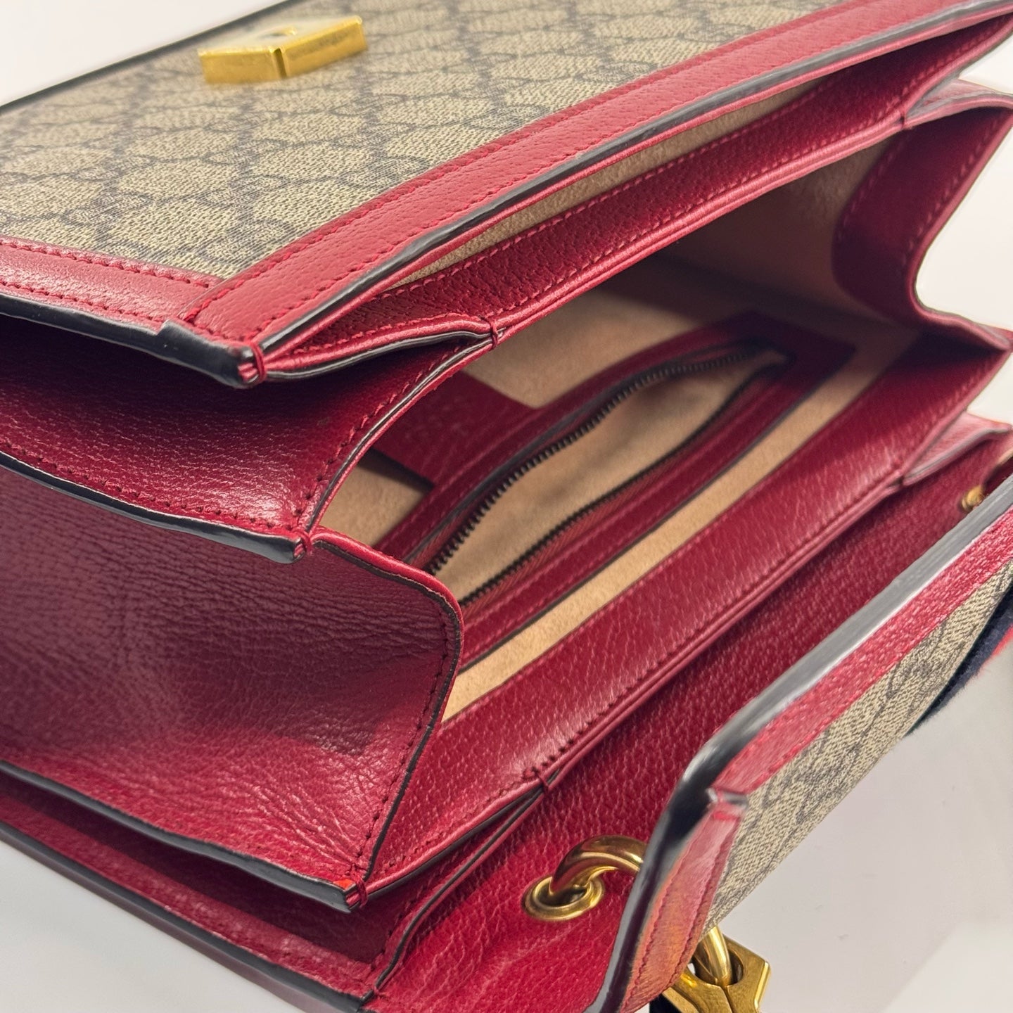 Gucci - Queen Margaret Top Handle Bag - GG Supreme canvas with leather trim - Red - (Small)