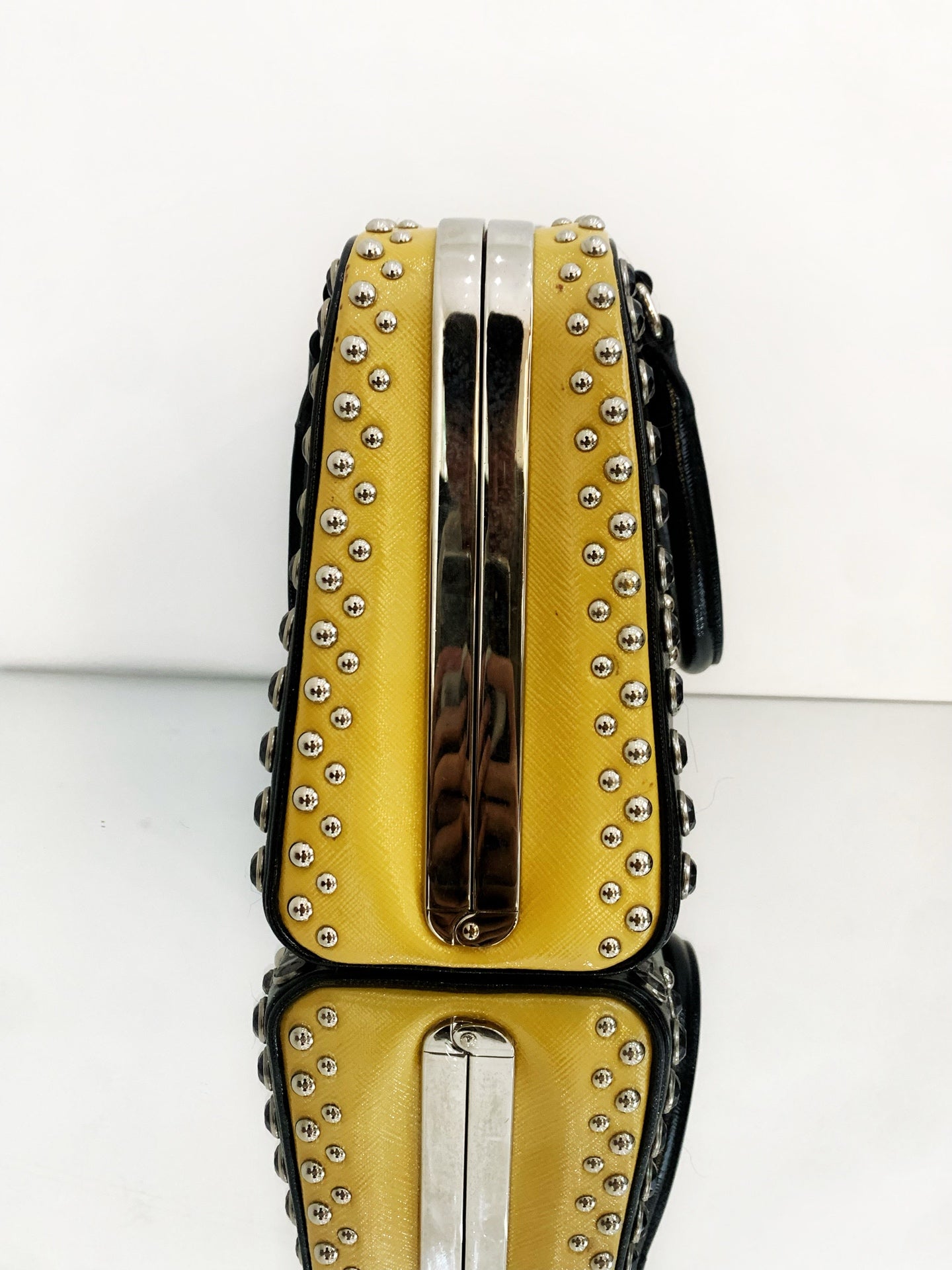 Prada - Gemstone Rivet Handbag (Limited Edition) - Saffiano leather - Black and Yellow - (medium)