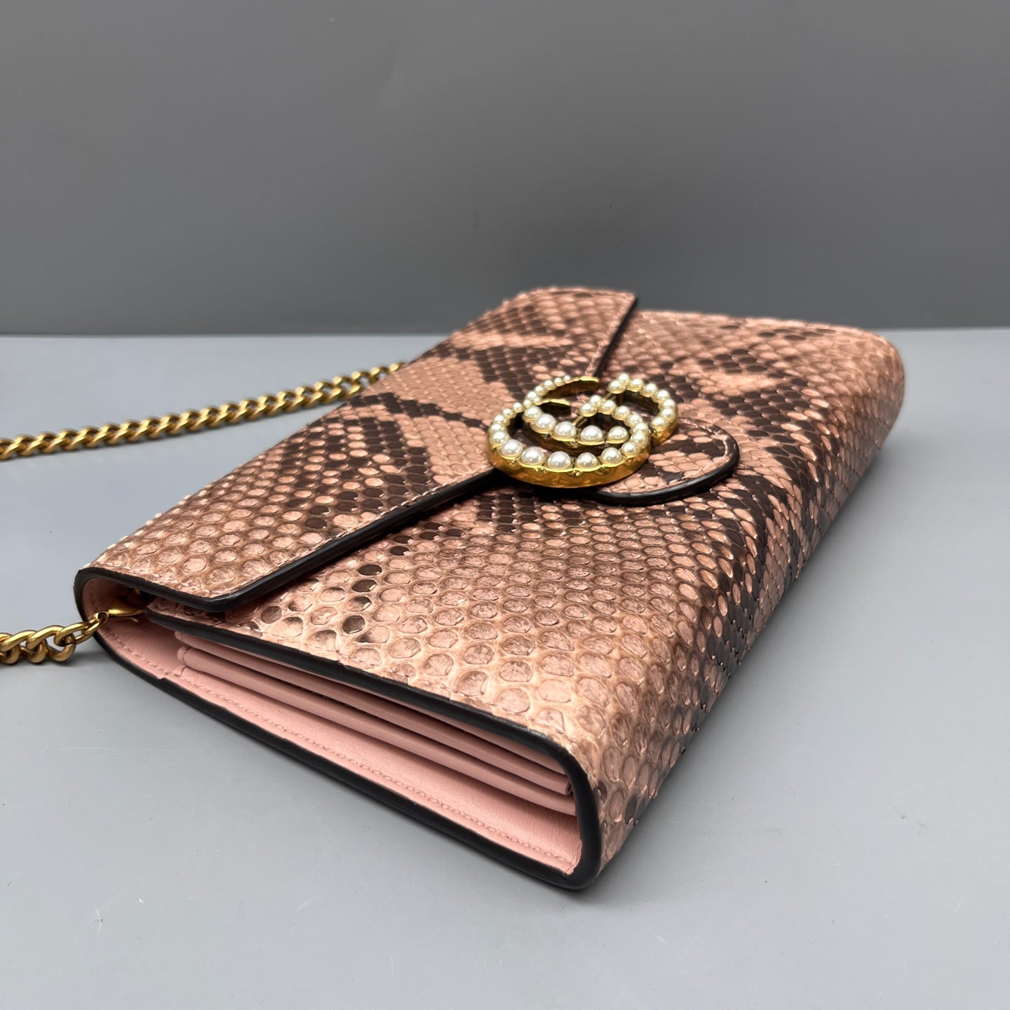 Gucci - Marmont Wallet on Chain (WOC) - Exotic leathers - Python, Leather lining - Multicolour - (mini)