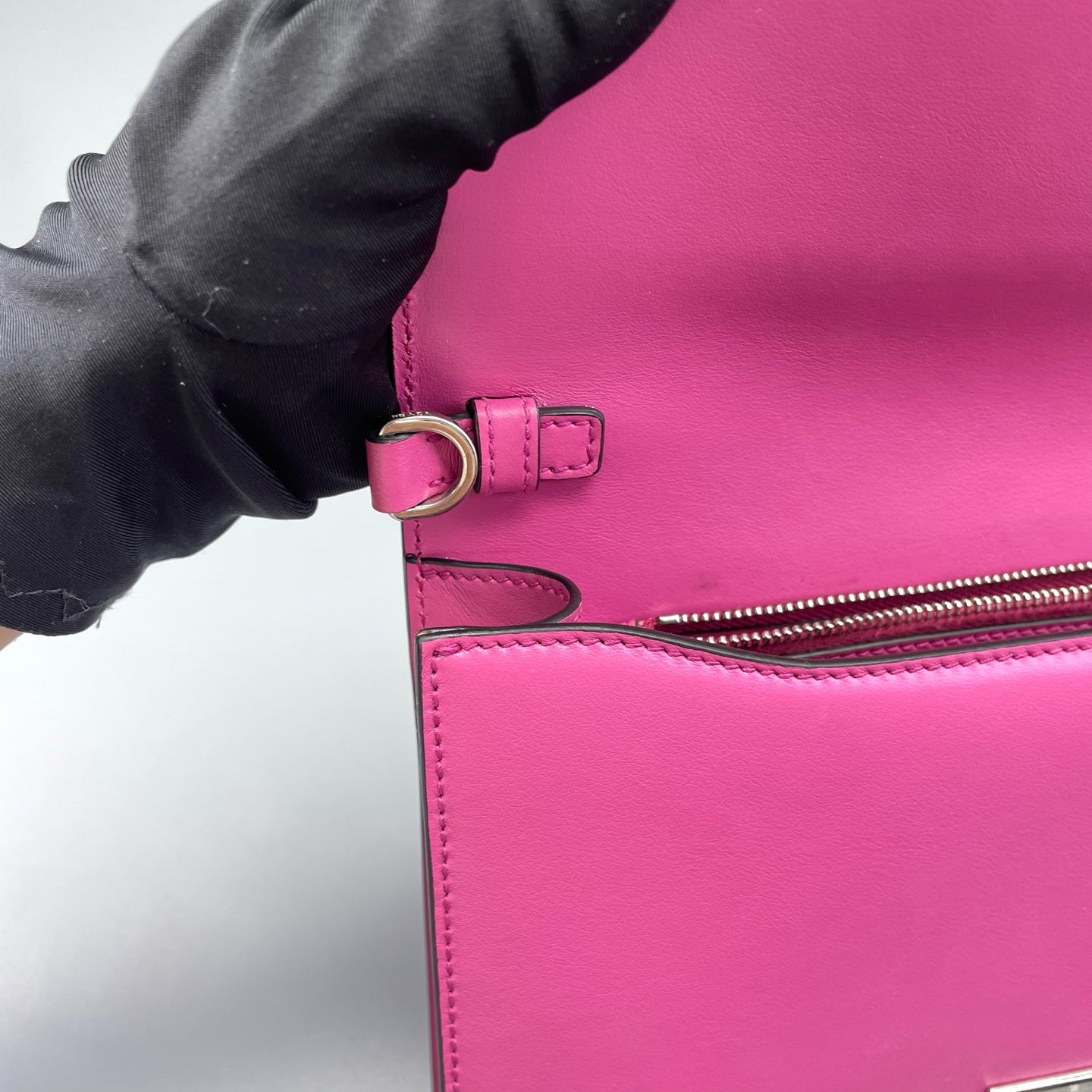 Prada - Elektra Studded Bag - Saffiano and smooth leather - Rose Red - (medium)