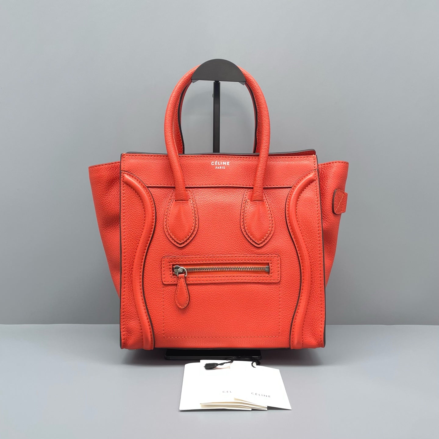 Celine - Luggage Tote - Grained calfskin leather - Orange - (Small)