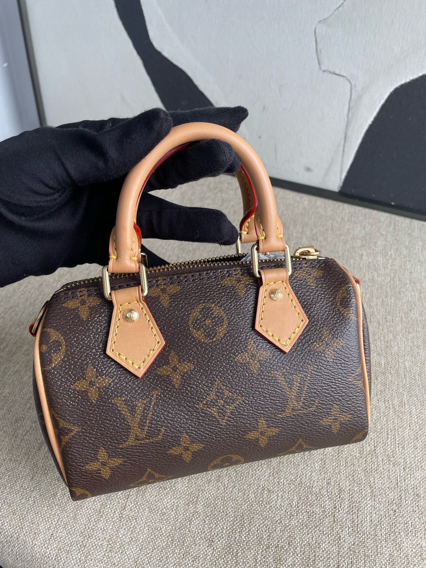 Louis Vuitton - Speedy Nano - Monogram coated canvas with natural Vachetta leather trim and handles - Brown - (mini)