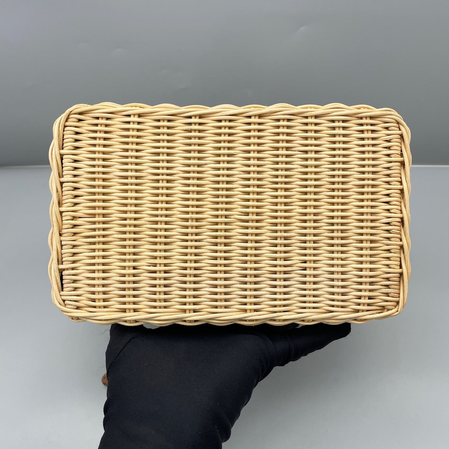 Prada - Rattan Canvas Bucket Bag - Canvas, Wicker, Saffiano Leather - White - (Medium)