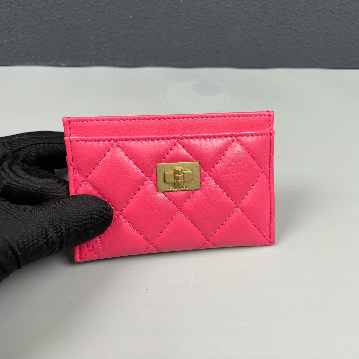 Chanel - 2.55 Series Card Holder - Lambskin leather - Pink with Gold-Tone Hardware - (small)