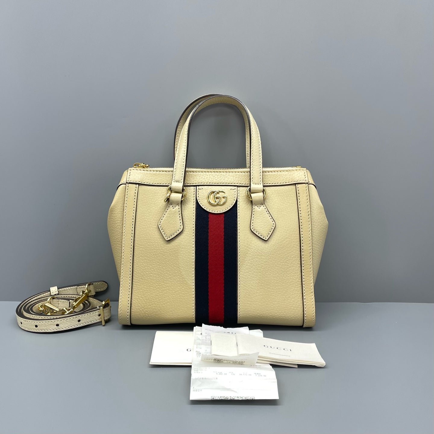 Gucci - Ophidia Small Top Handle Bag - Grained leather - Beige - (Small)